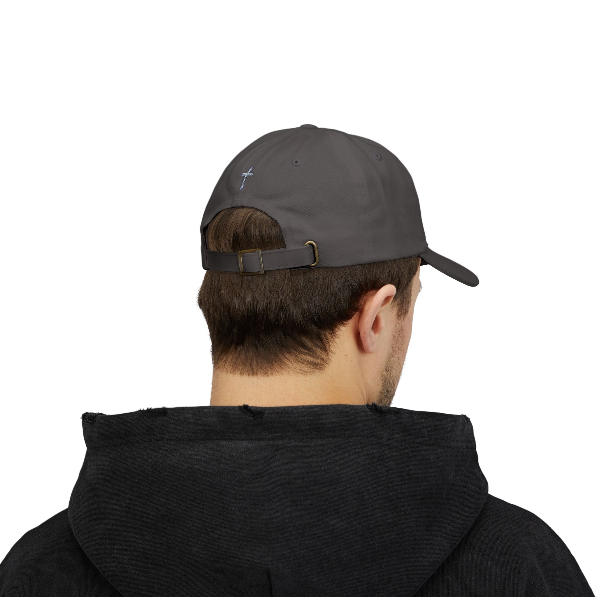 Lion Crest Dad Cap — Small Cross Embroidery, Faith-Inspired Baseball Hat