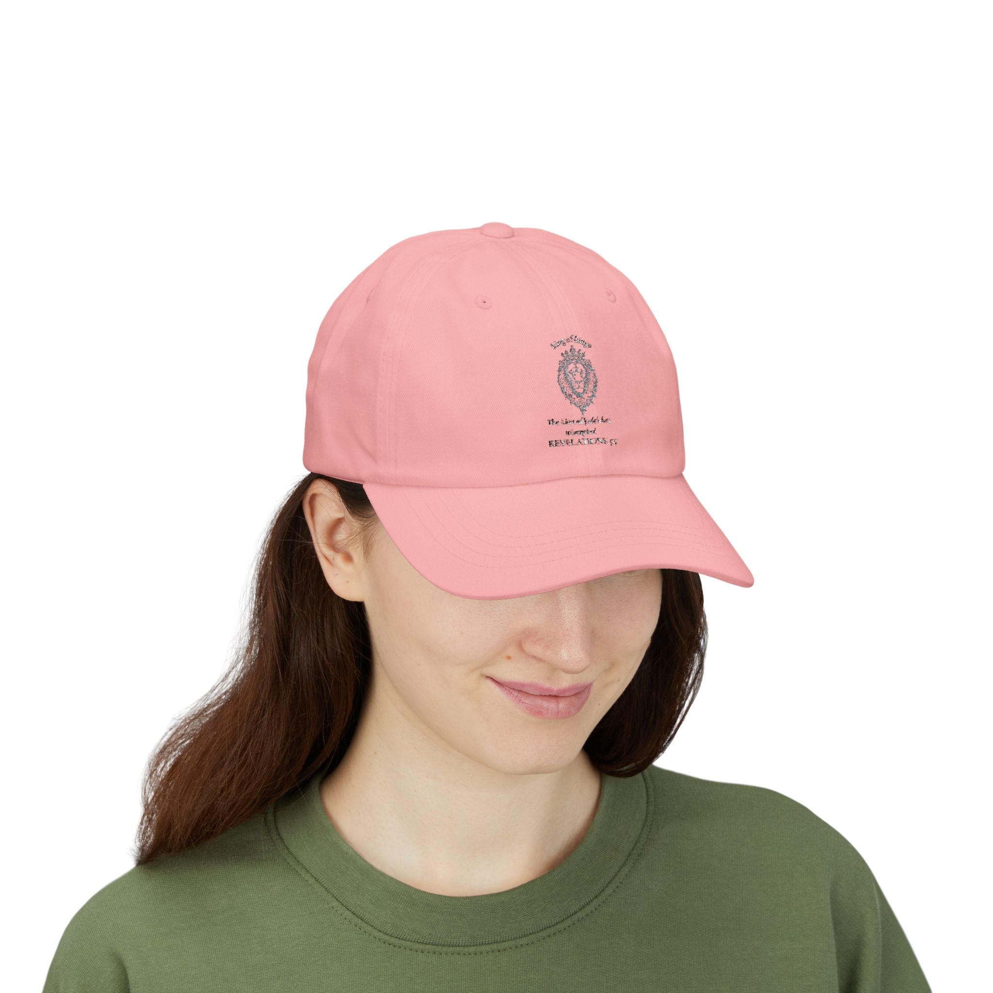 Lion Crest Dad Cap — Small Cross Embroidery, Faith-Inspired Baseball Hat