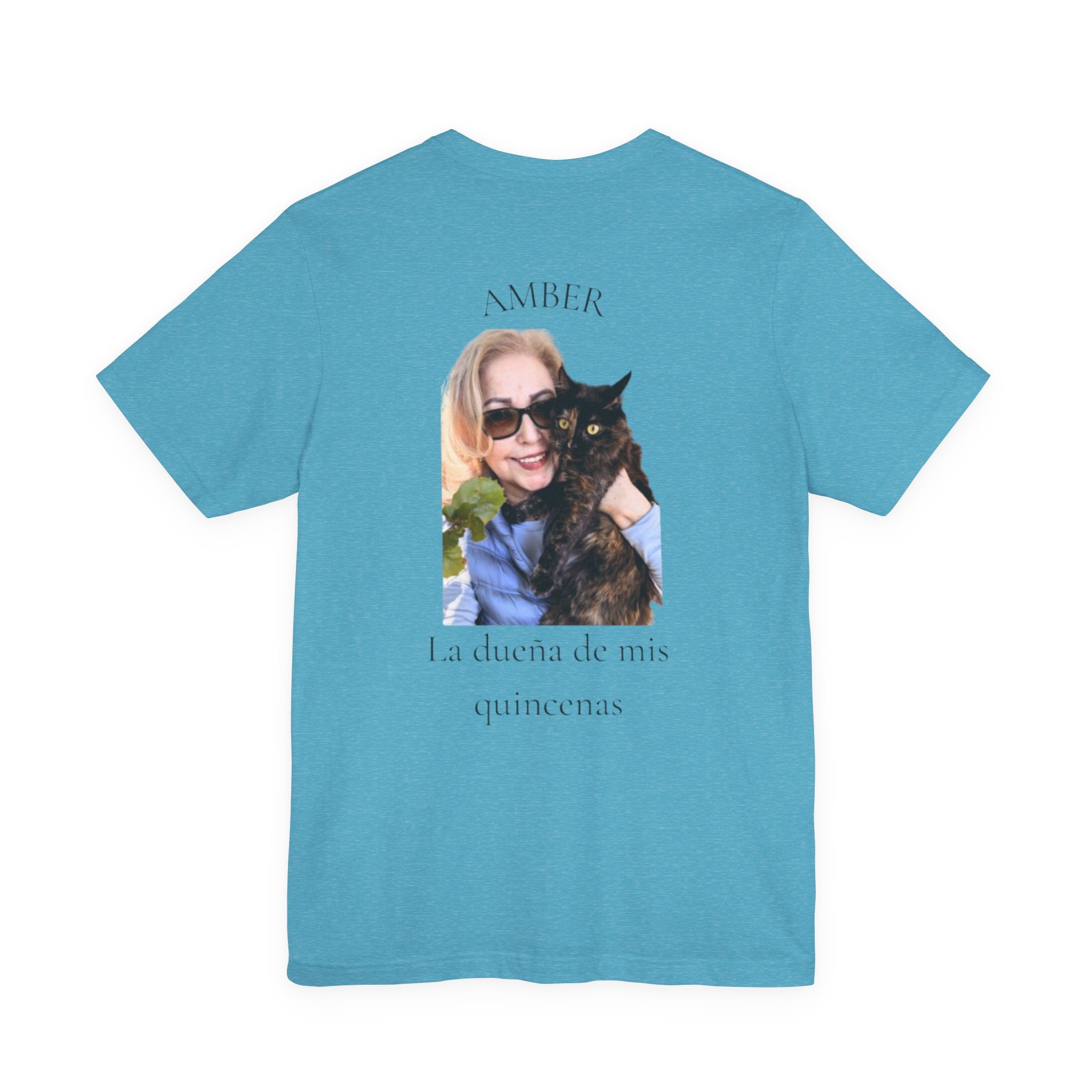 Custom Photo Memorial Tee — Personalized Name ‘Amber’ with Portrait and Floral Accent
