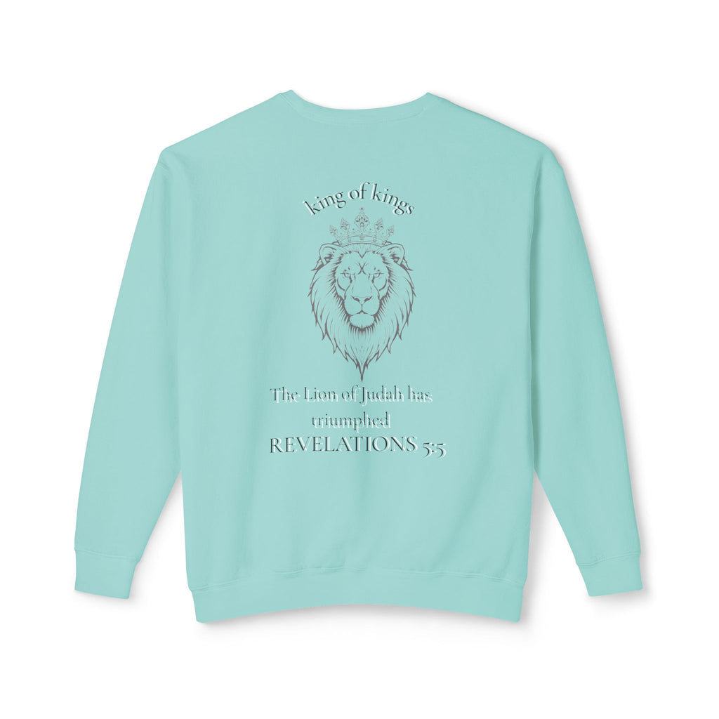 Lion Crewneck Sweatshirt — "King of Kings" Bible Verse Design