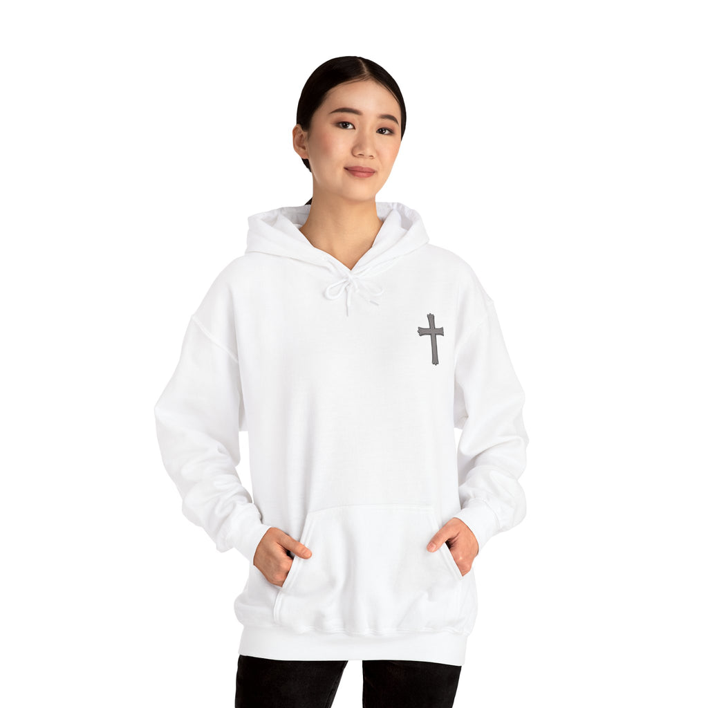 Cross Hoodie with Crown of Thorns — "By His Wounds We Are Healed" Isaiah 53:5 Religious Pullover