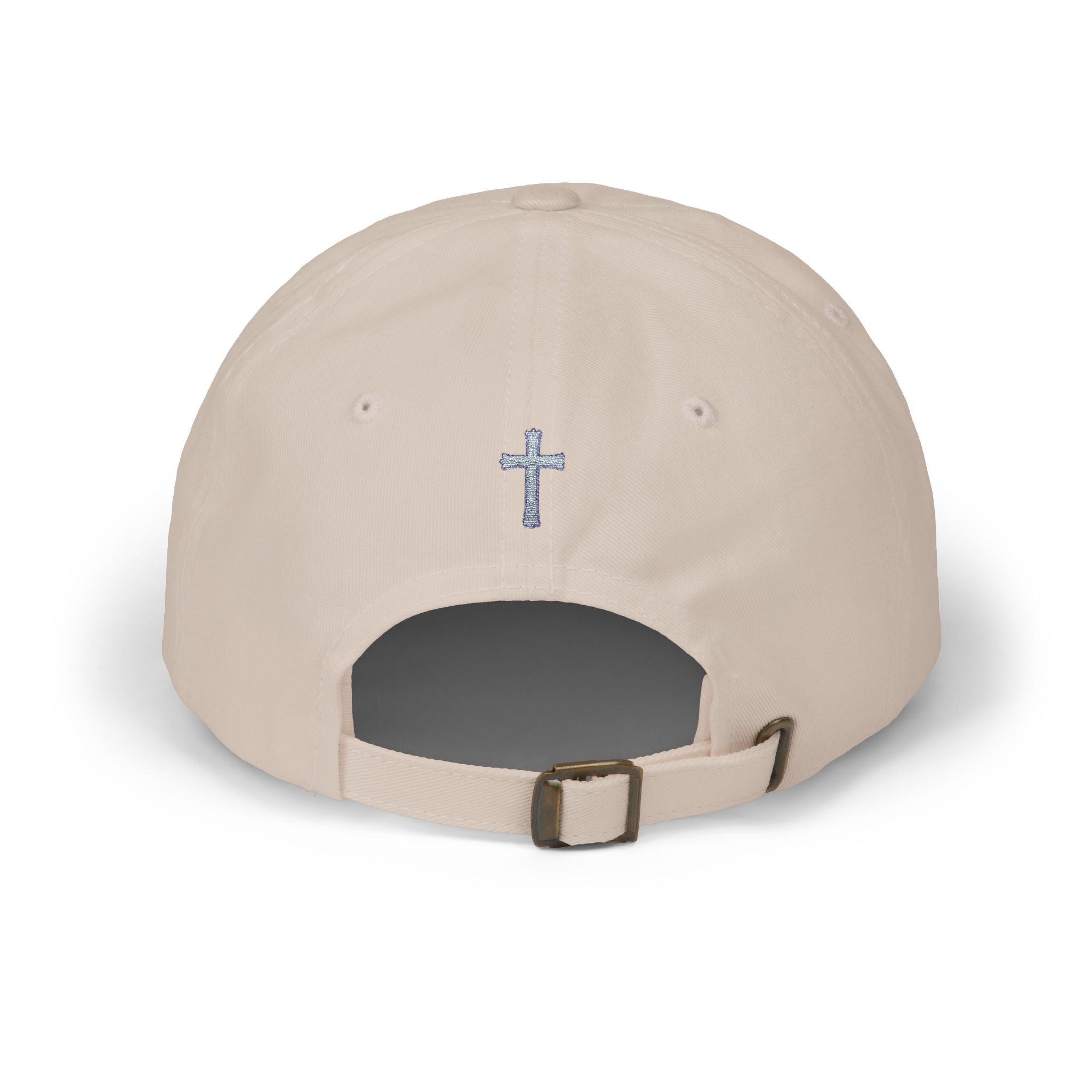 Lion Crest Dad Cap — Small Cross Embroidery, Faith-Inspired Baseball Hat