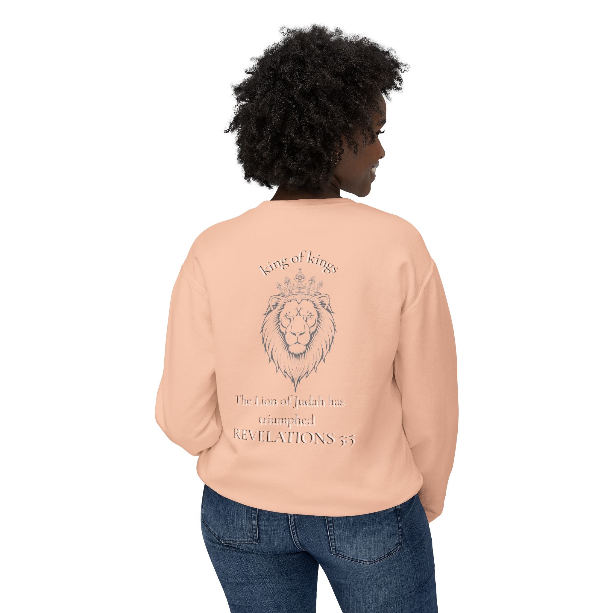 Lion Crewneck Sweatshirt — "King of Kings" Bible Verse Design