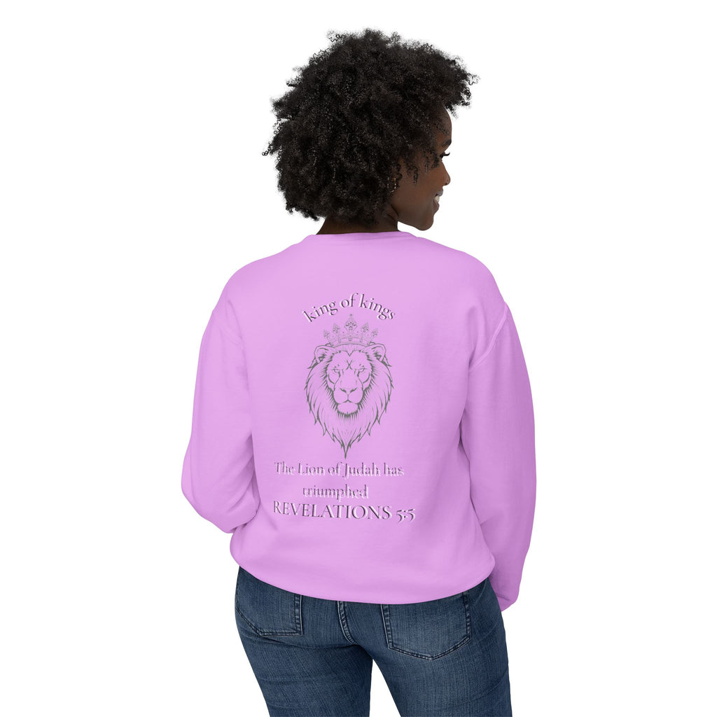 Lion Crewneck Sweatshirt — "King of Kings" Bible Verse Design