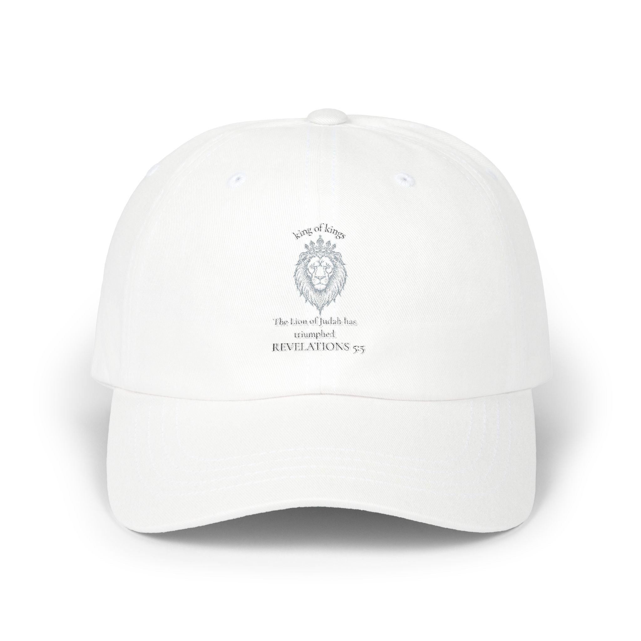 Lion Crest Dad Cap — Small Cross Embroidery, Faith-Inspired Baseball Hat