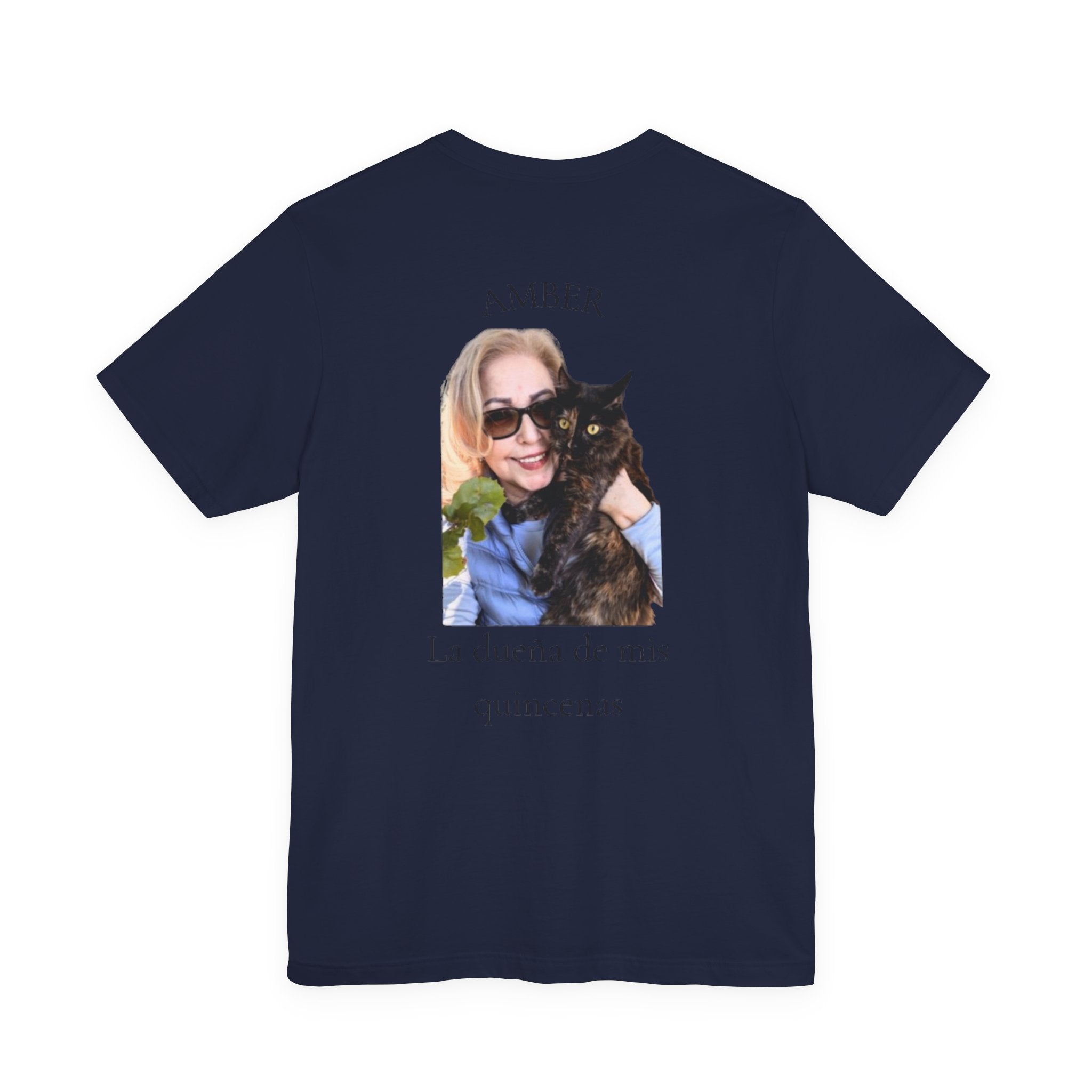 Custom Photo Memorial Tee — Personalized Name ‘Amber’ with Portrait and Floral Accent