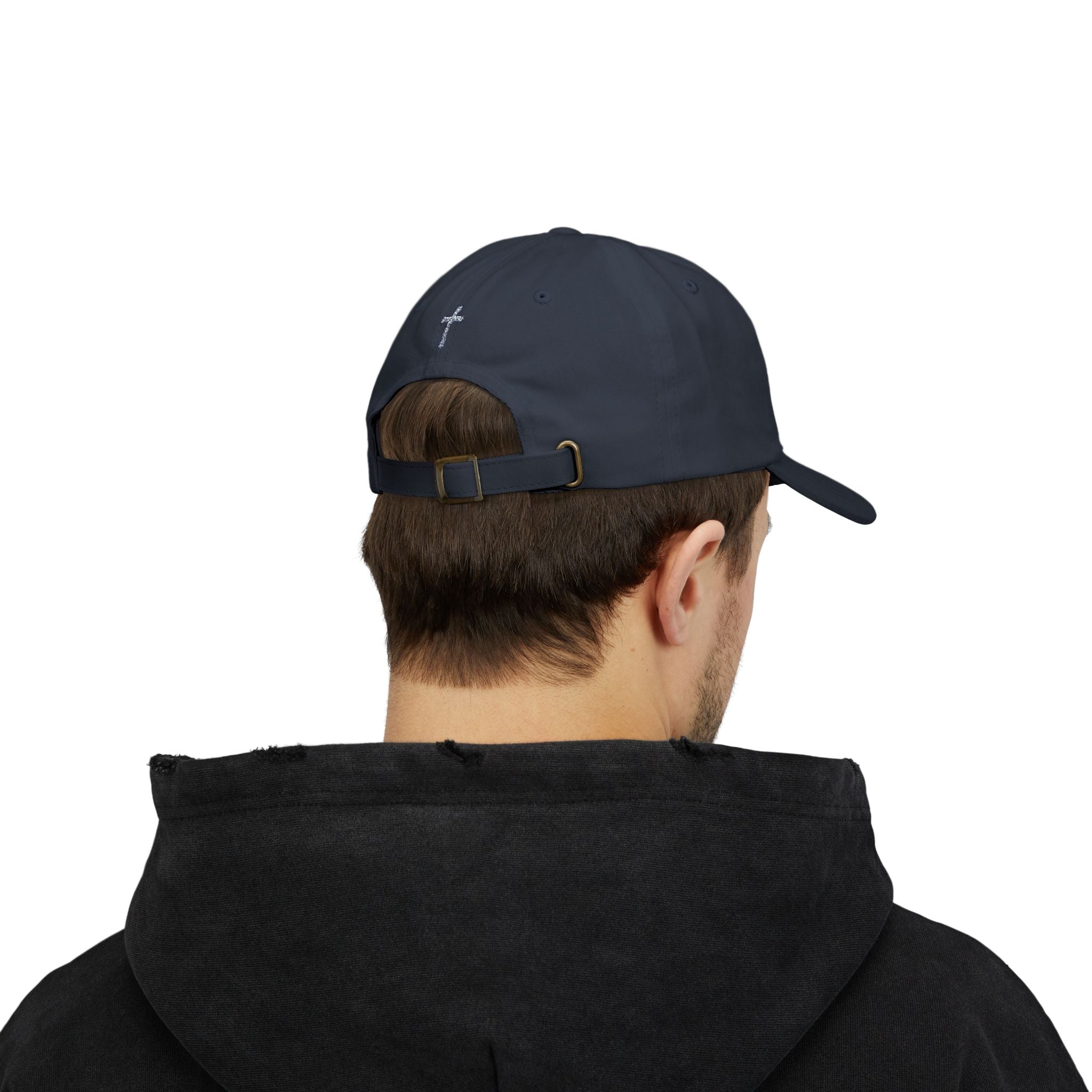 Lion Crest Dad Cap — Small Cross Embroidery, Faith-Inspired Baseball Hat