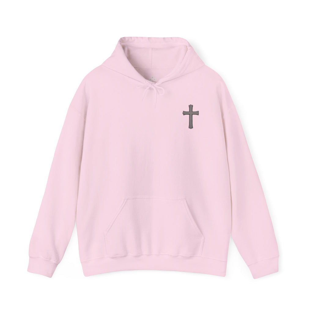 Cross Hoodie with Crown of Thorns — "By His Wounds We Are Healed" Isaiah 53:5 Religious Pullover