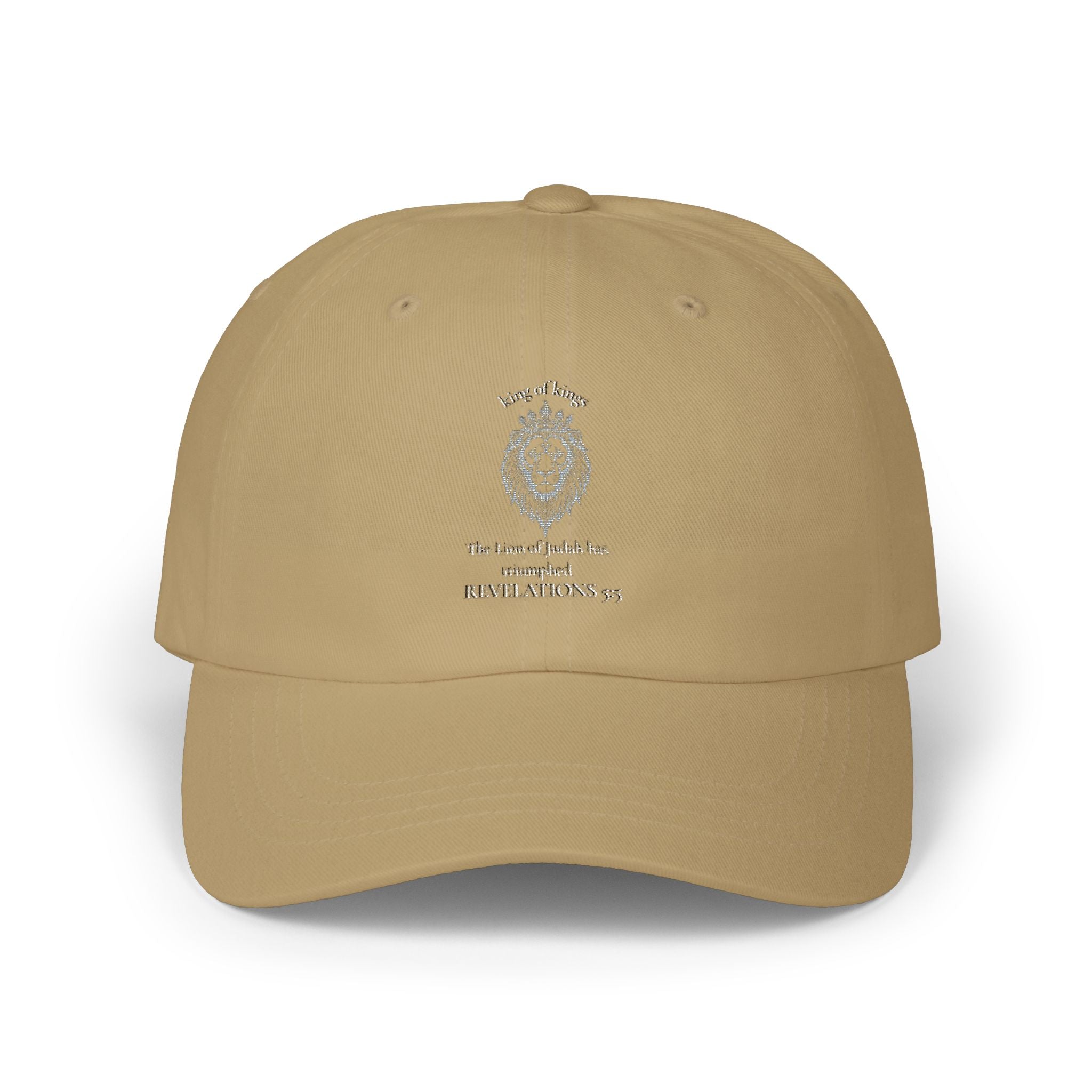 Lion Crest Dad Cap — Small Cross Embroidery, Faith-Inspired Baseball Hat