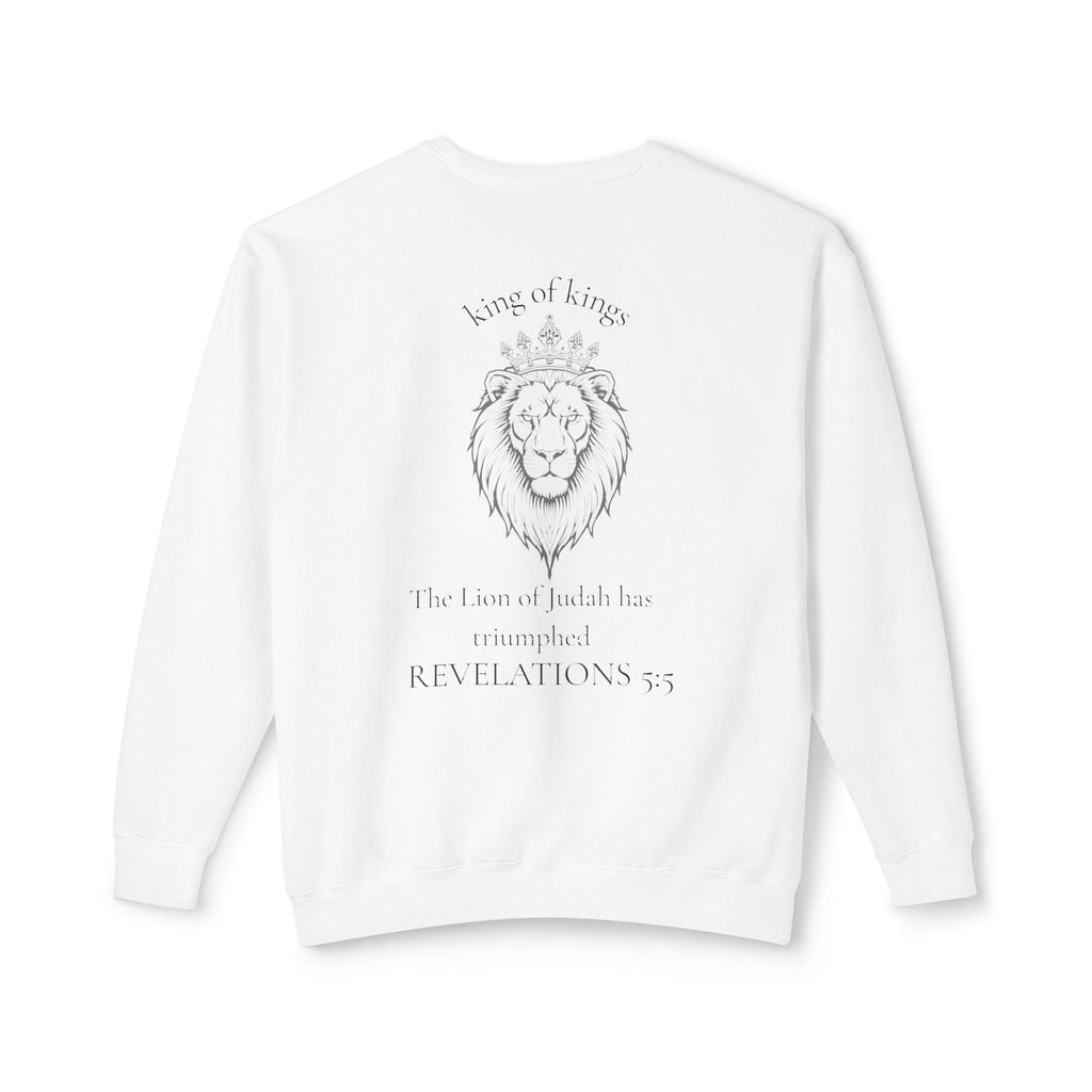 Lion Crewneck Sweatshirt — "King of Kings" Bible Verse Design