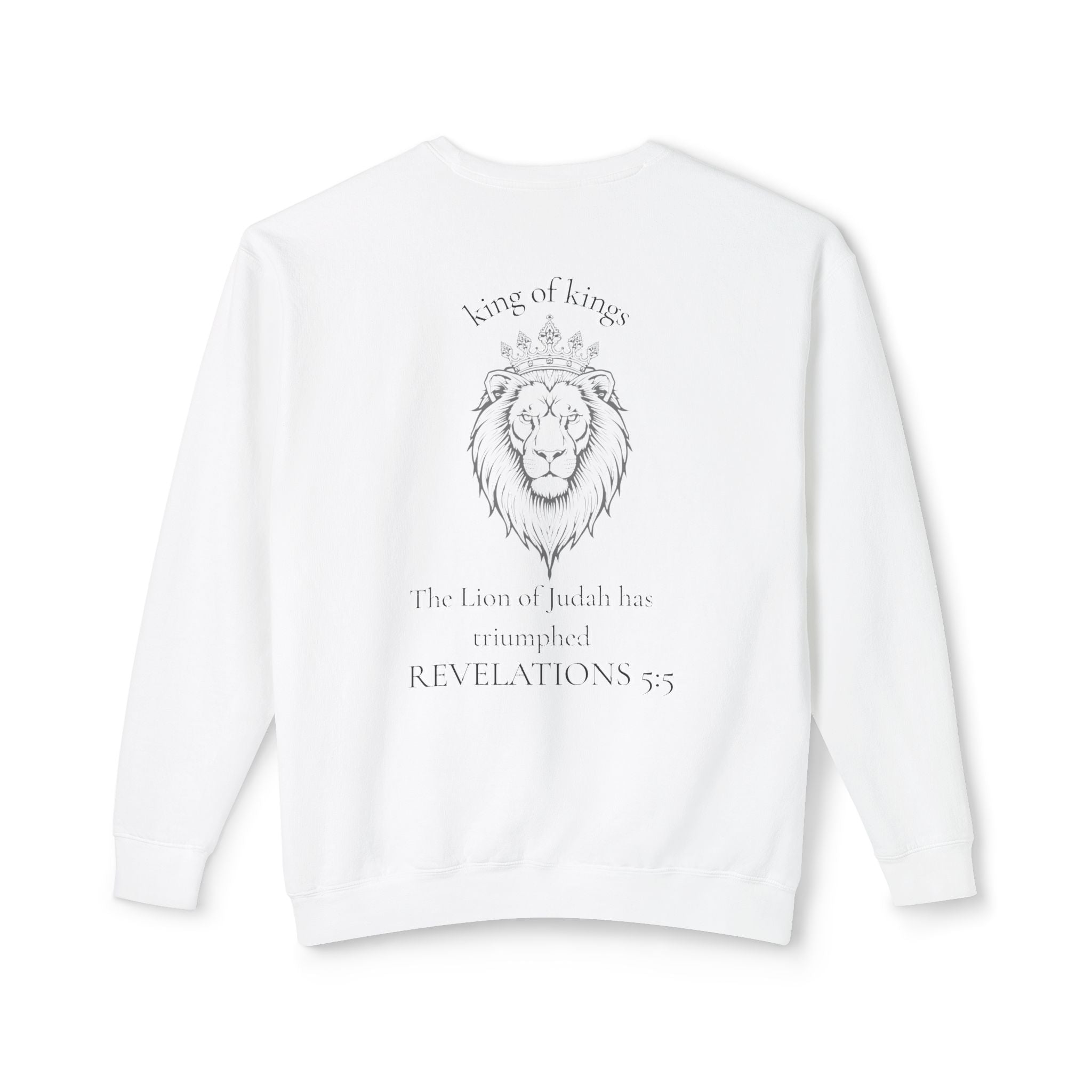Lion Crewneck Sweatshirt — "King of Kings" Bible Verse Design