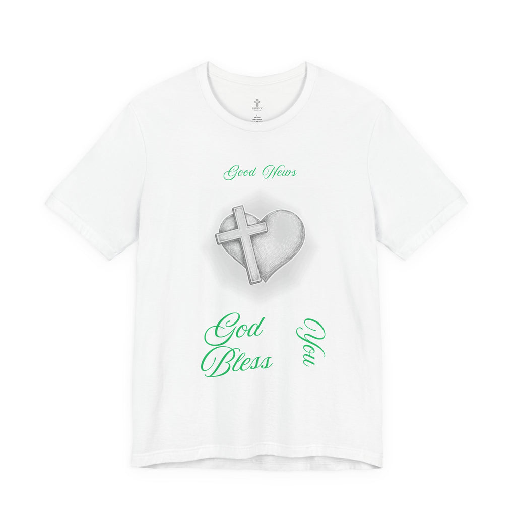 God Bless You T-Shirt — Cross & Heart Design with Jeremiah 29:11 Faith Tee