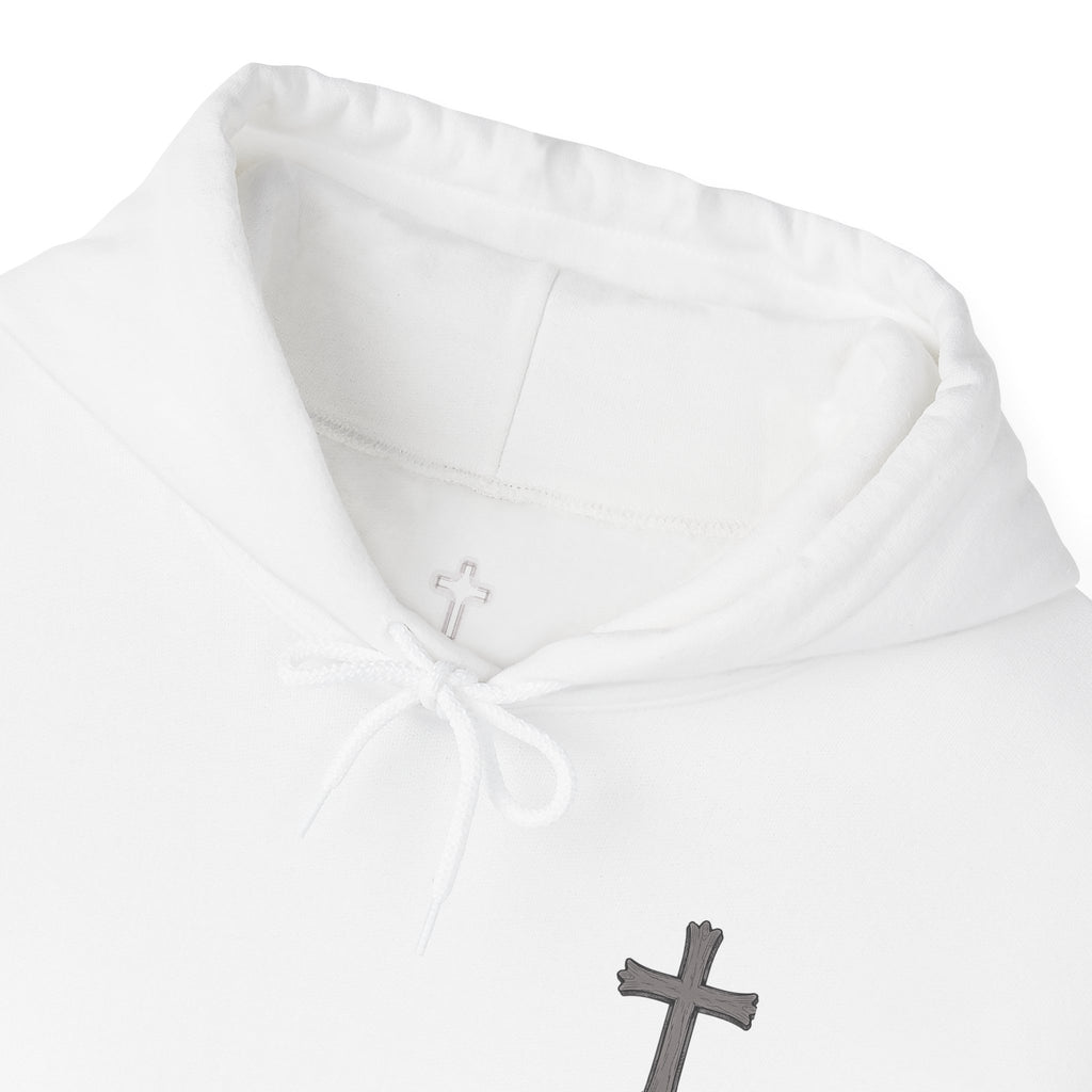 Cross Hoodie with Crown of Thorns — "By His Wounds We Are Healed" Isaiah 53:5 Religious Pullover
