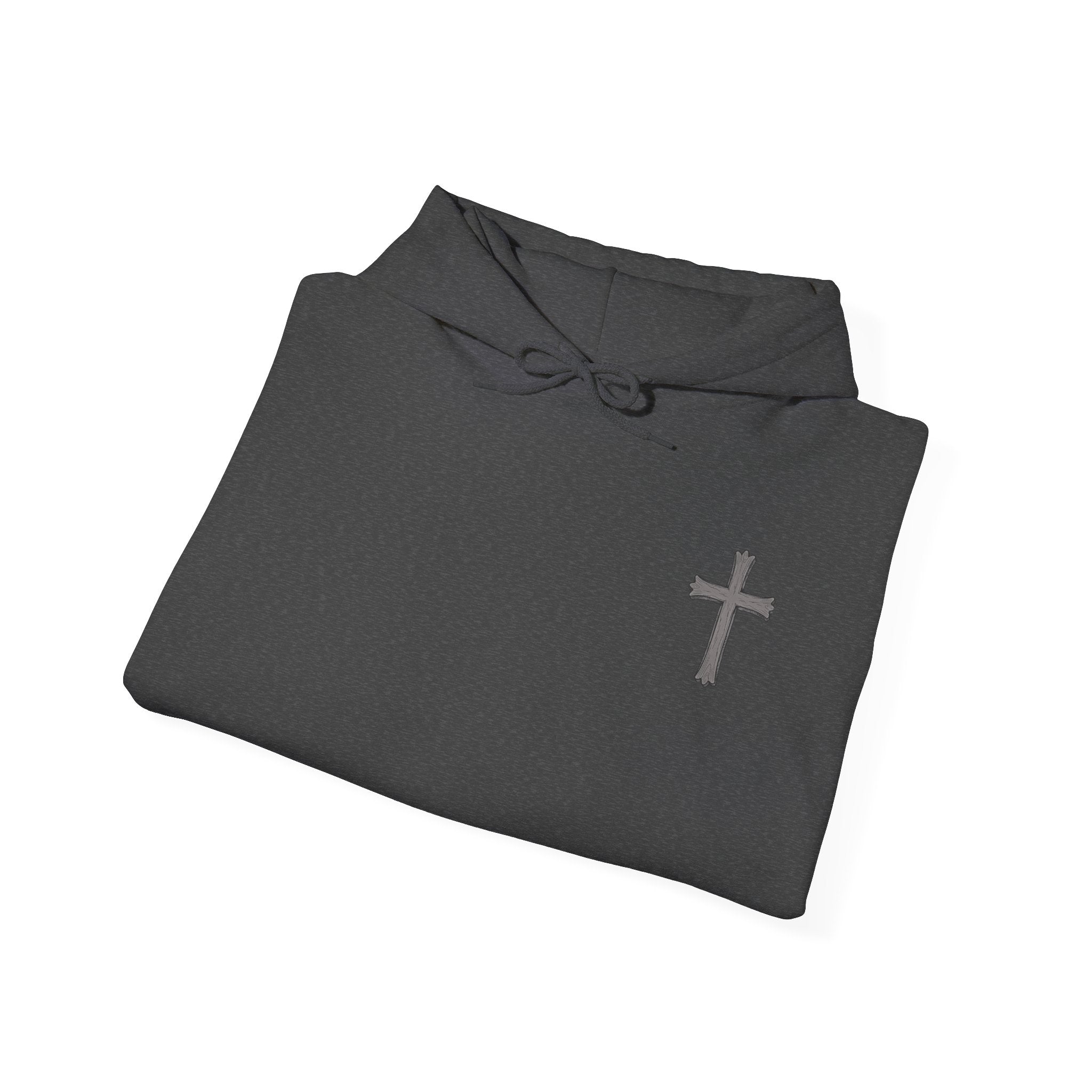 Cross Hoodie with Crown of Thorns — "By His Wounds We Are Healed" Isaiah 53:5 Religious Pullover