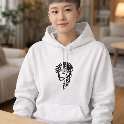Christian Hoodie — 'Jesus My Savior' Illustrated Lamb & Shepherd Faith Pullover