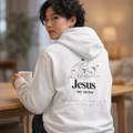 Christian Hoodie — 'Jesus My Savior' Illustrated Lamb & Shepherd Faith Pullover