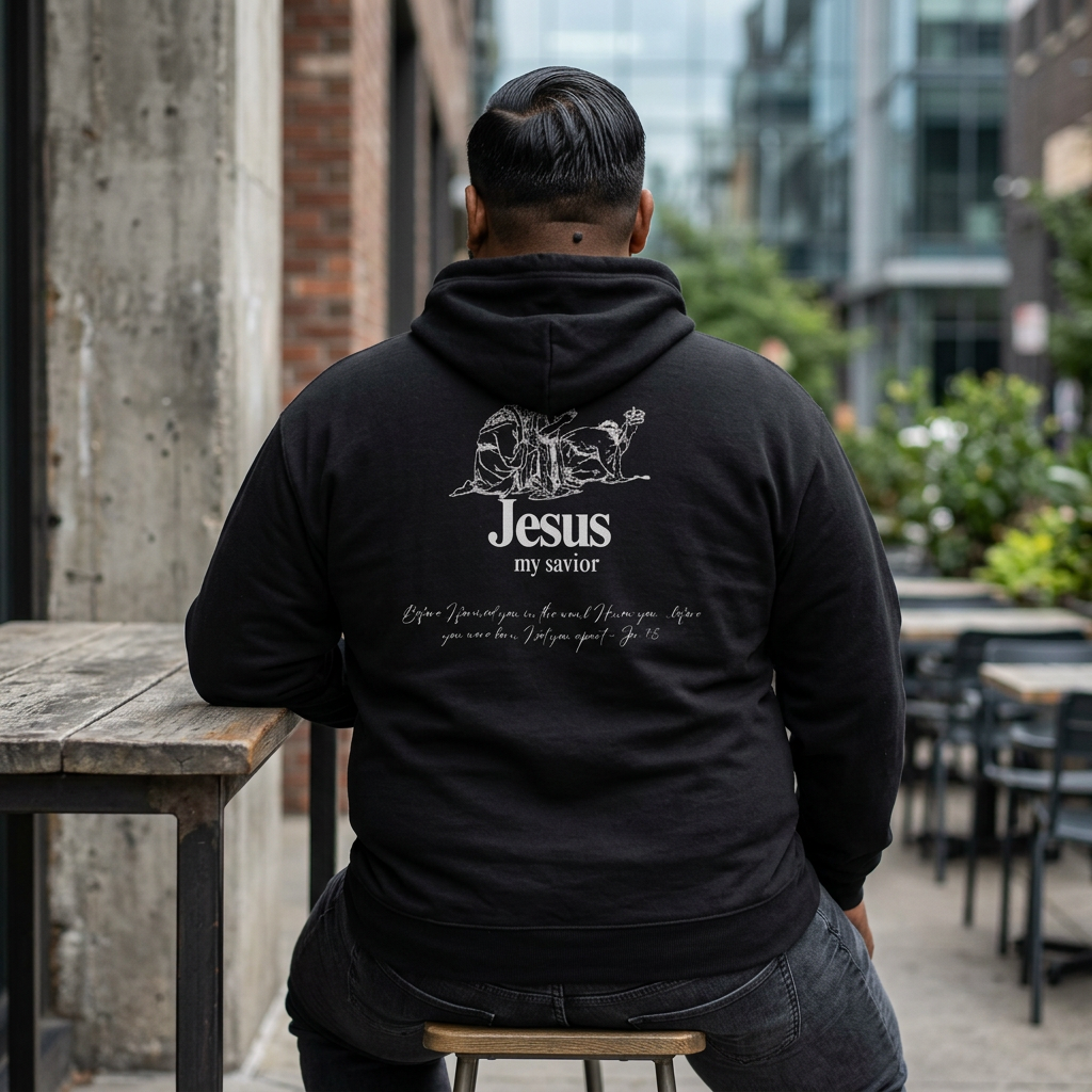 kings Hoodie — 'Jesus My Savior' Illustrated Lamb & Shepherd Faith Pullover