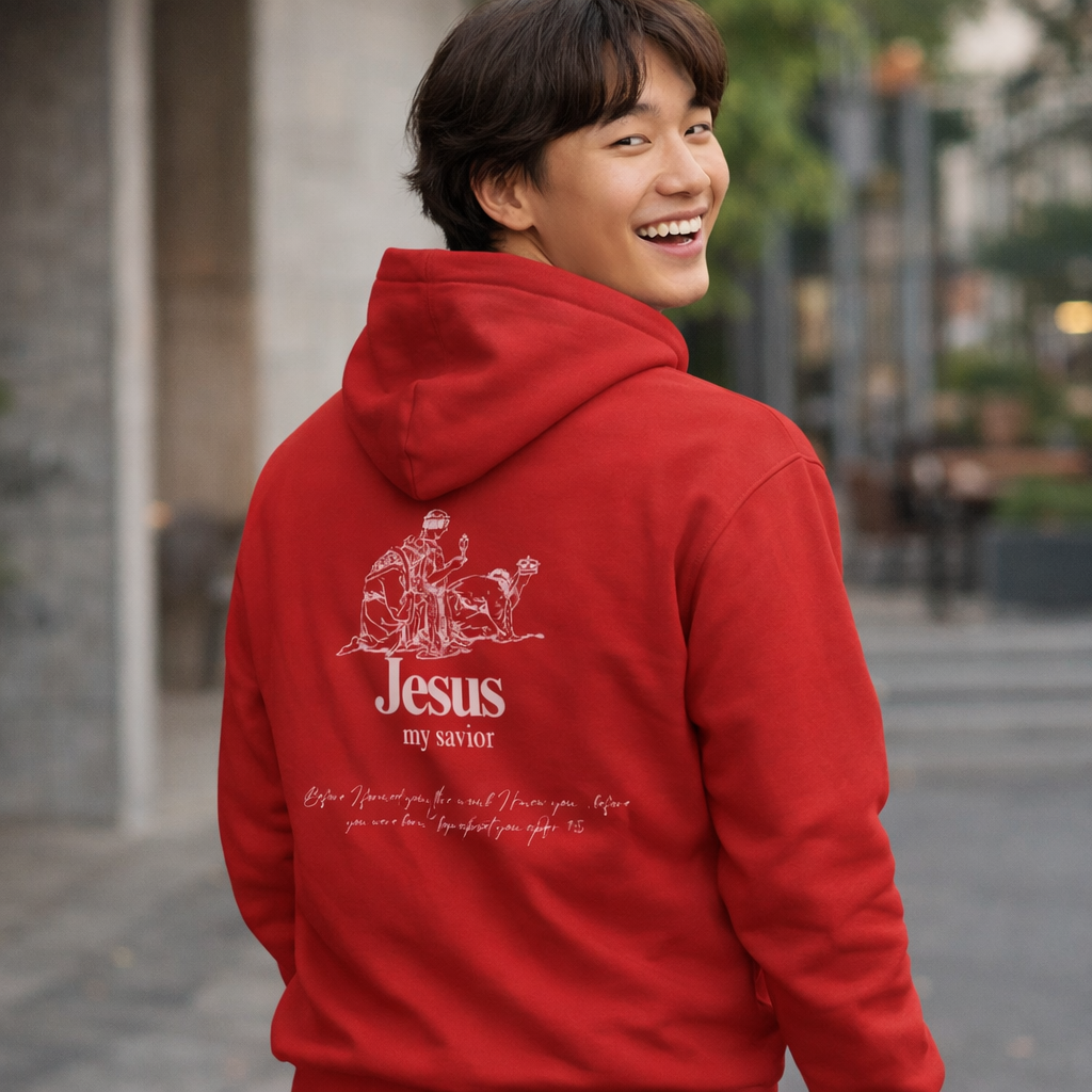 kings Hoodie — 'Jesus My Savior' Illustrated Lamb & Shepherd Faith Pullover