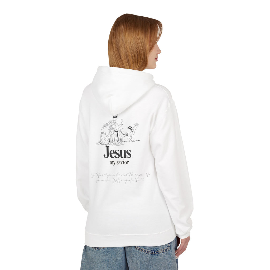 Christian Hoodie — 'Jesus My Savior' Illustrated Lamb & Shepherd Faith Pullover