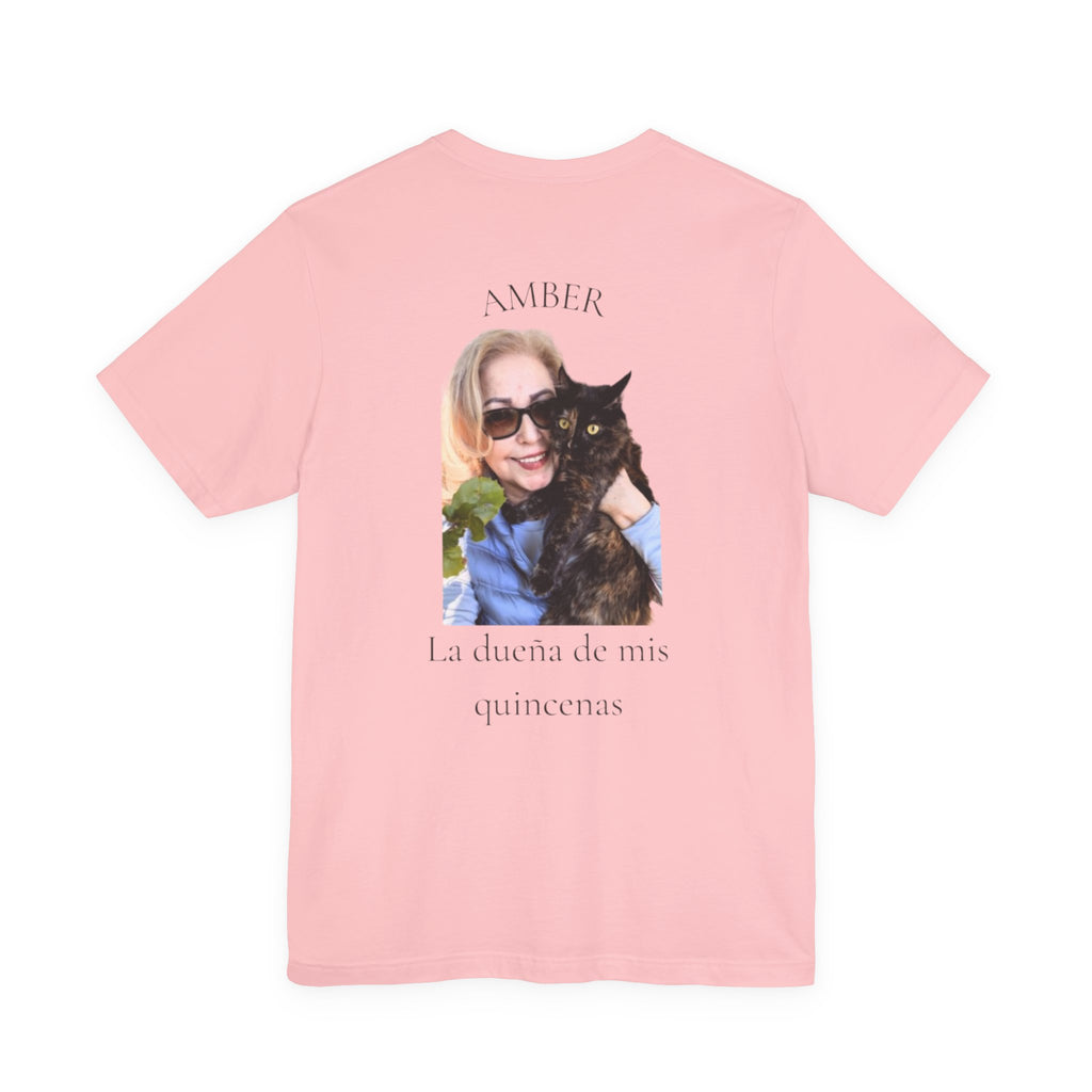 Custom Photo Memorial Tee — Personalized Name ‘Amber’ with Portrait and Floral Accent