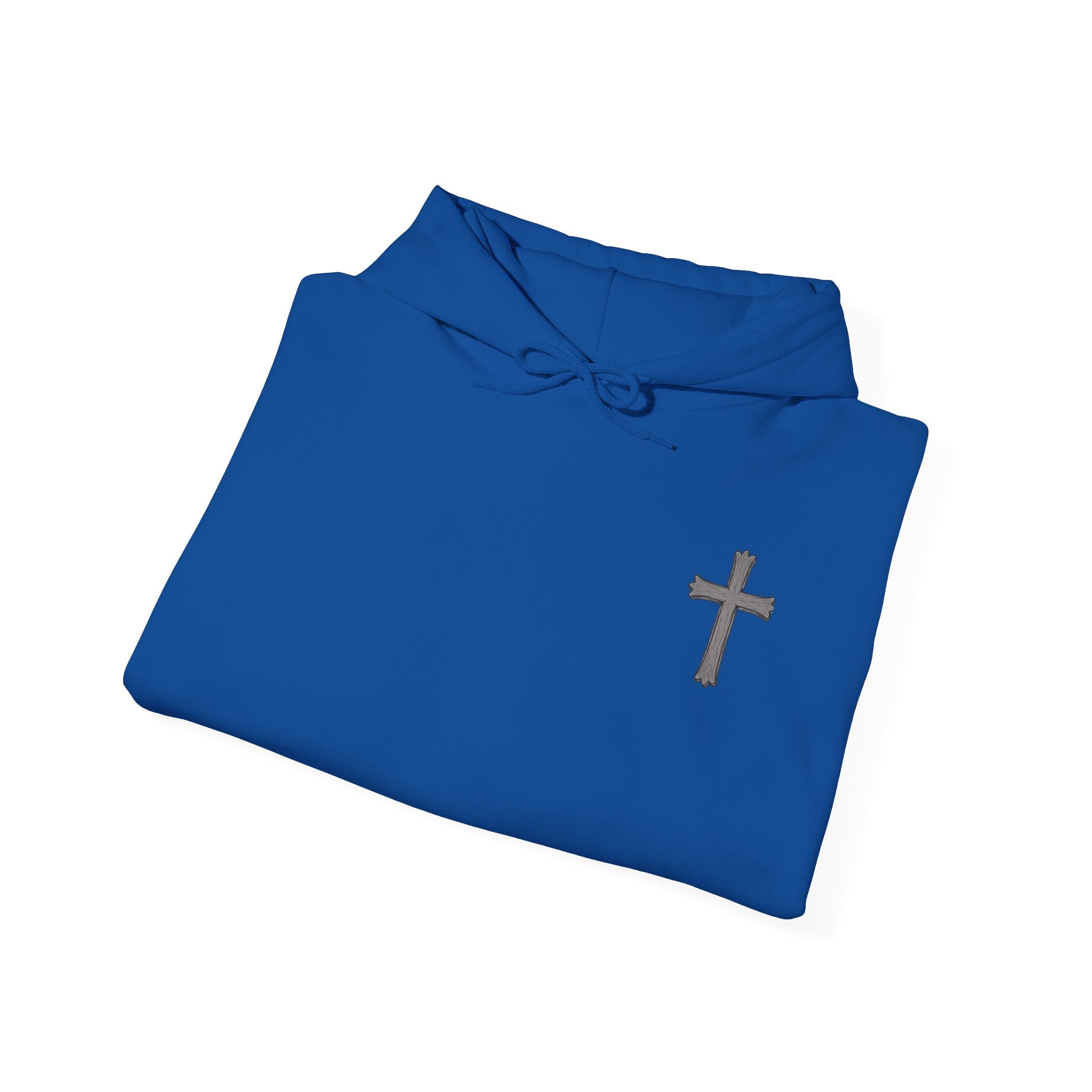 Cross Hoodie with Crown of Thorns — "By His Wounds We Are Healed" Isaiah 53:5 Religious Pullover