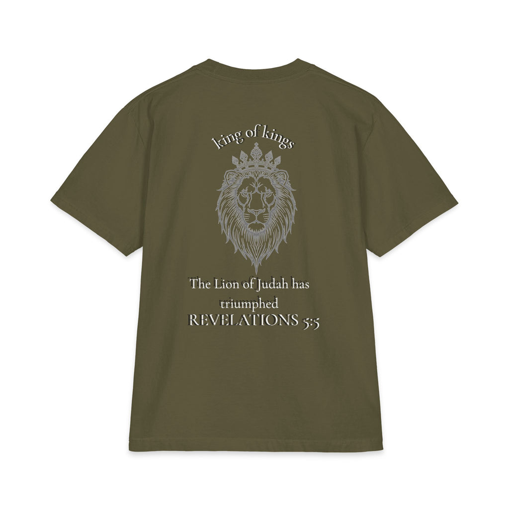 King of Kings Lion of Judah T‑Shirt — Cross Chest & Revelations 5:5 Christian Tee