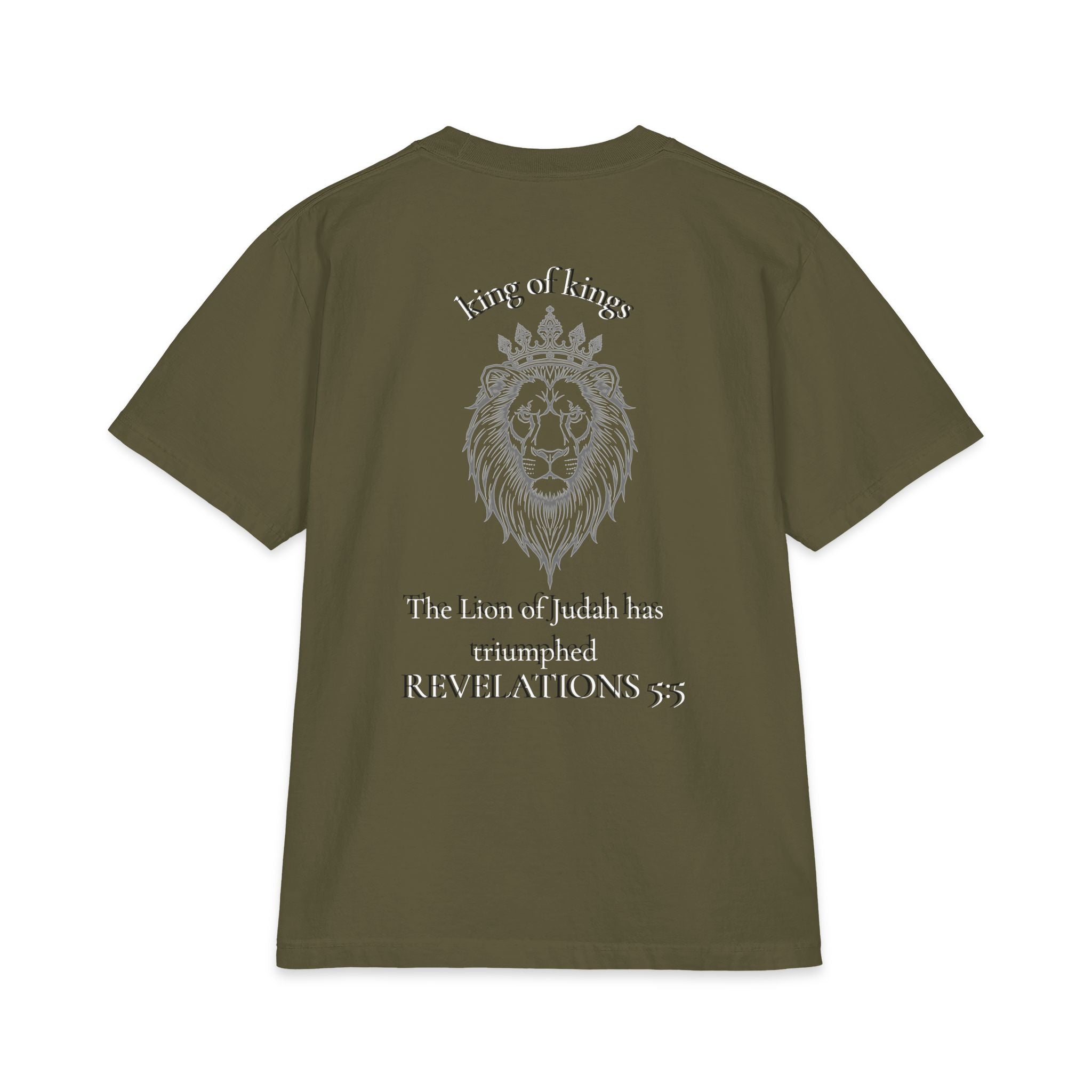 King of Kings Lion of Judah T‑Shirt — Cross Chest & Revelations 5:5 Christian Tee