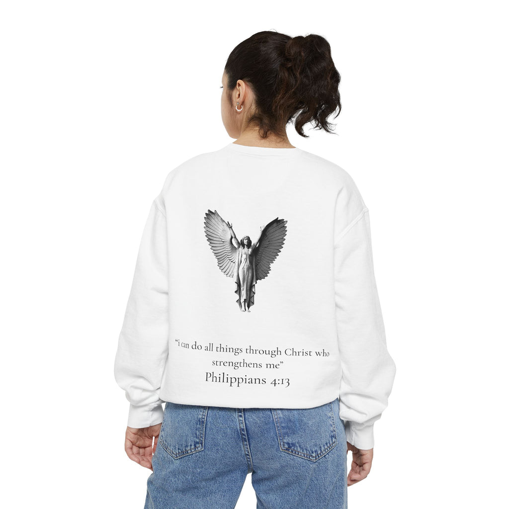 Angel Wings Sweatshirt — Philippians 4:13 Christian Crewneck