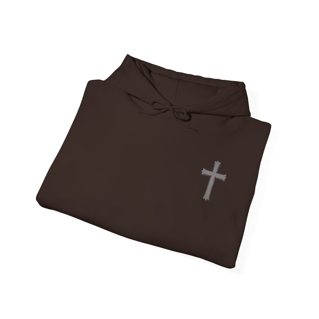 Cross Hoodie with Crown of Thorns — "By His Wounds We Are Healed" Isaiah 53:5 Religious Pullover