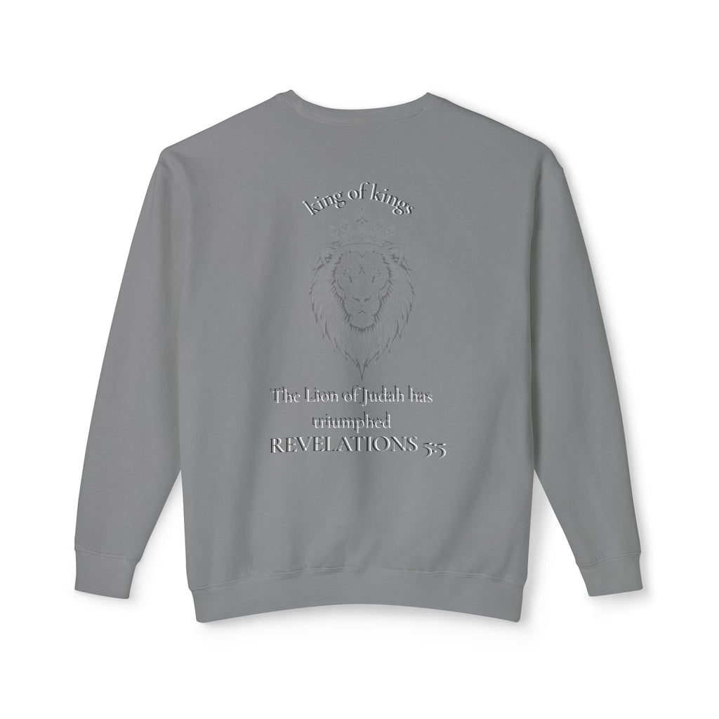 Lion Crewneck Sweatshirt — "King of Kings" Bible Verse Design