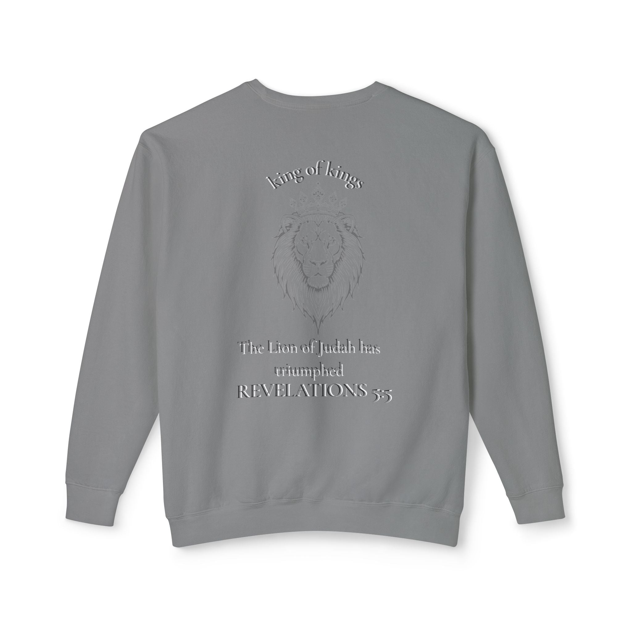 Lion Crewneck Sweatshirt — "King of Kings" Bible Verse Design