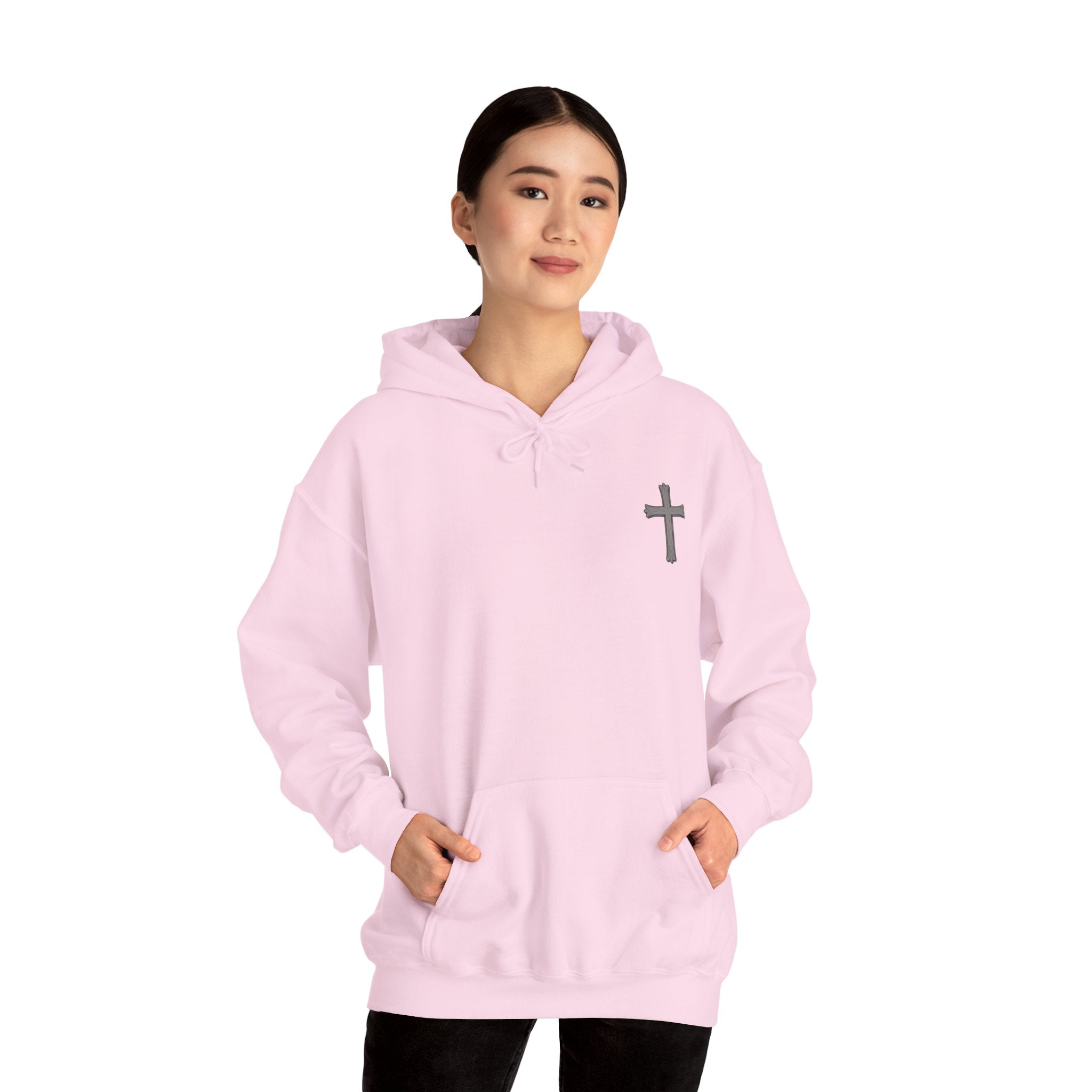 Cross Hoodie with Crown of Thorns — "By His Wounds We Are Healed" Isaiah 53:5 Religious Pullover
