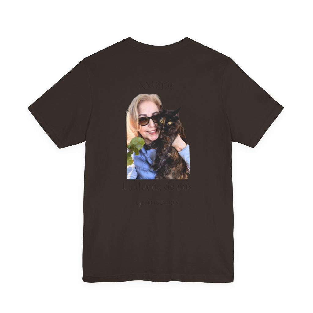 Custom Photo Memorial Tee — Personalized Name ‘Amber’ with Portrait and Floral Accent