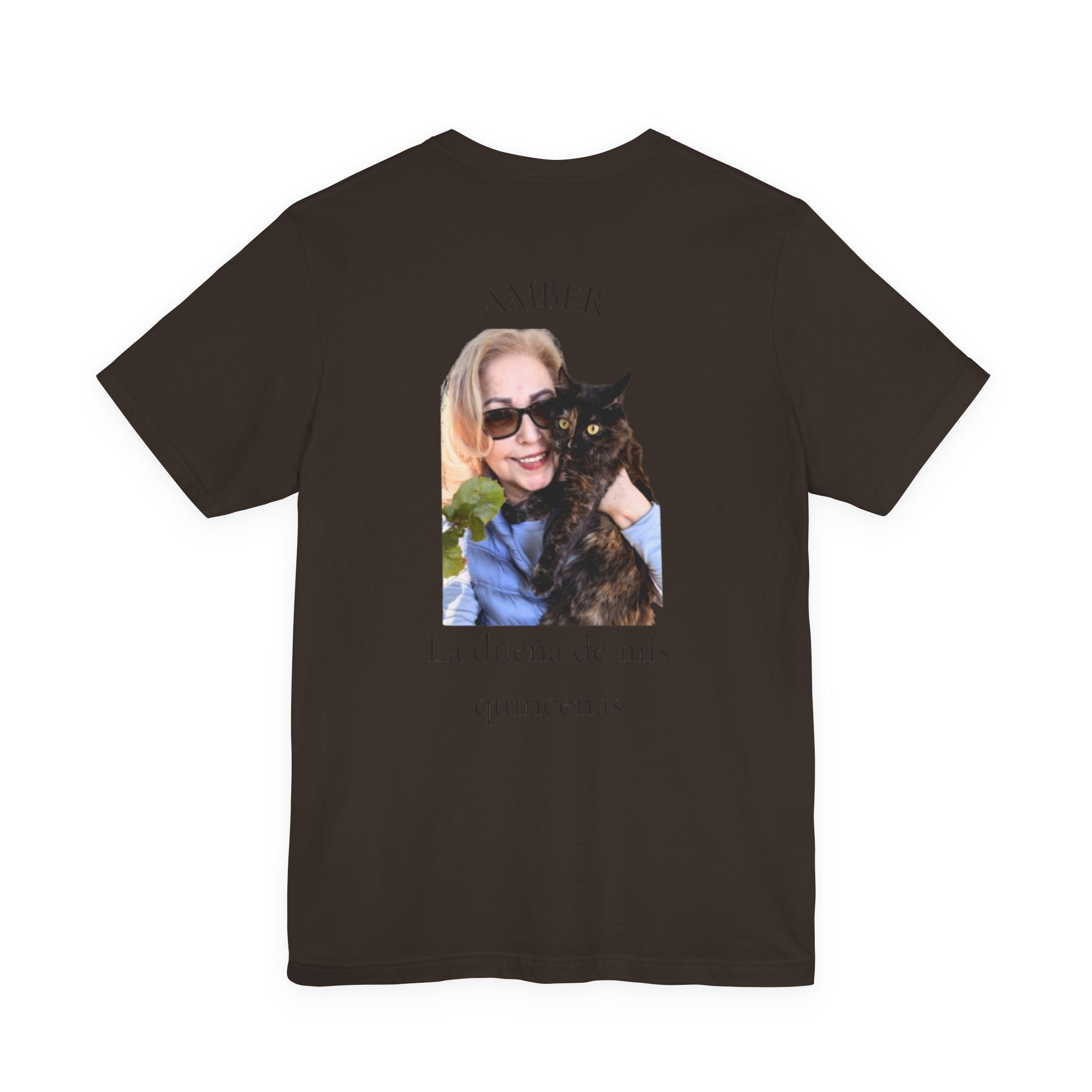 Custom Photo Memorial Tee — Personalized Name ‘Amber’ with Portrait and Floral Accent