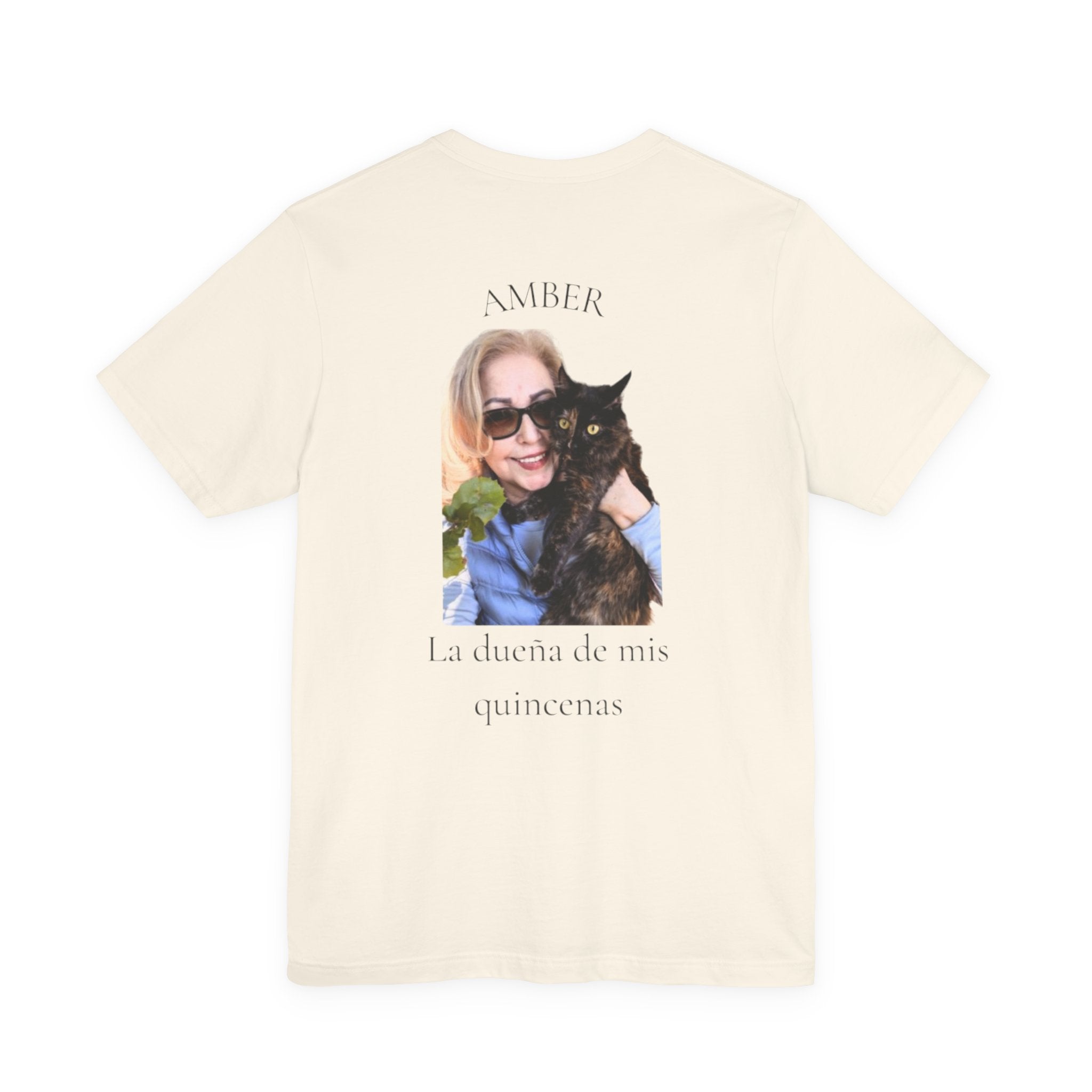 Custom Photo Memorial Tee — Personalized Name ‘Amber’ with Portrait and Floral Accent