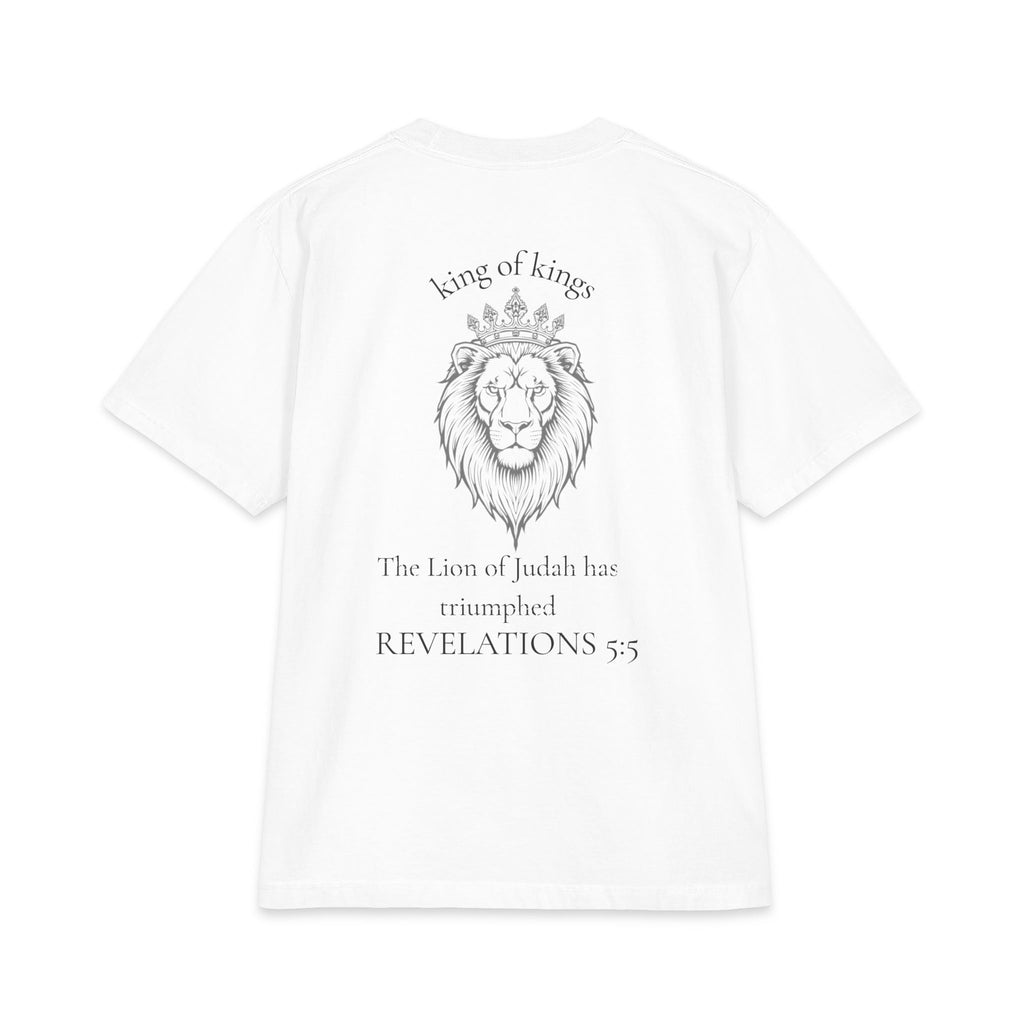 King of Kings Lion of Judah T‑Shirt — Cross Chest & Revelations 5:5 Christian Tee