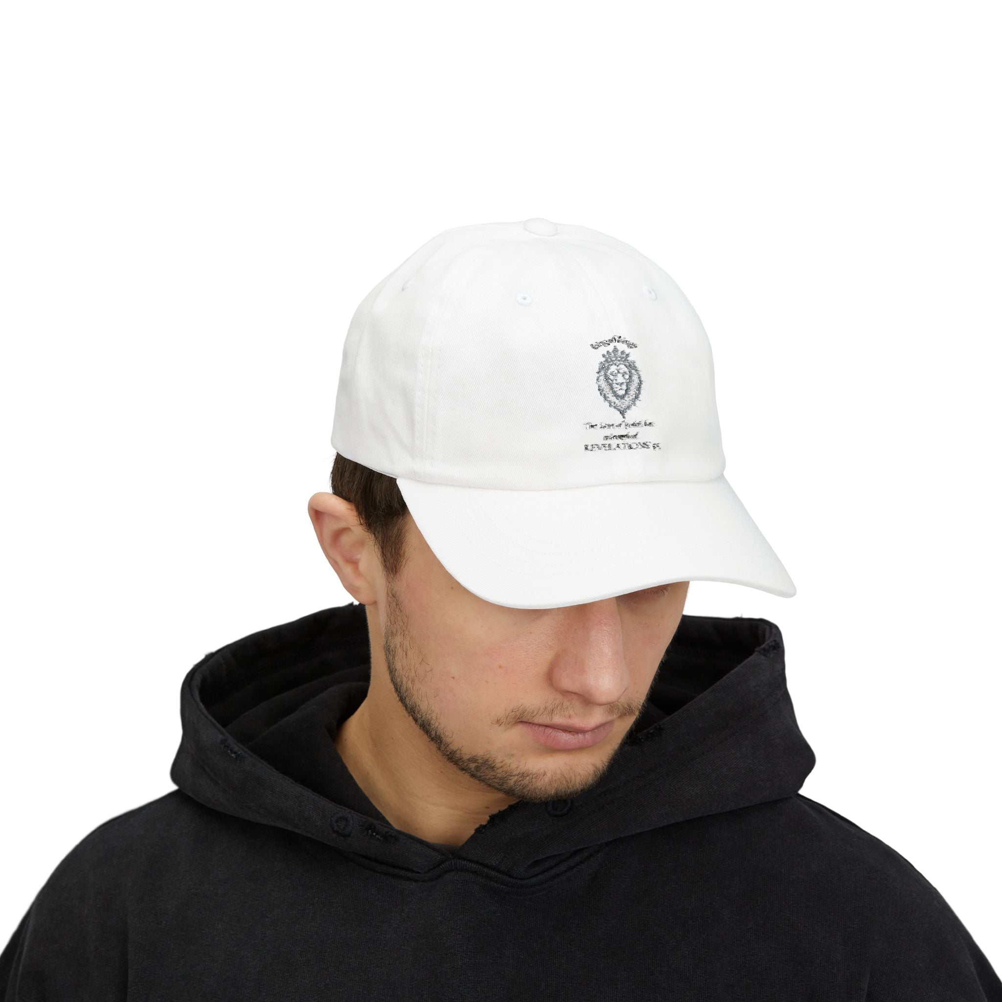 Lion Crest Dad Cap — Small Cross Embroidery, Faith-Inspired Baseball Hat
