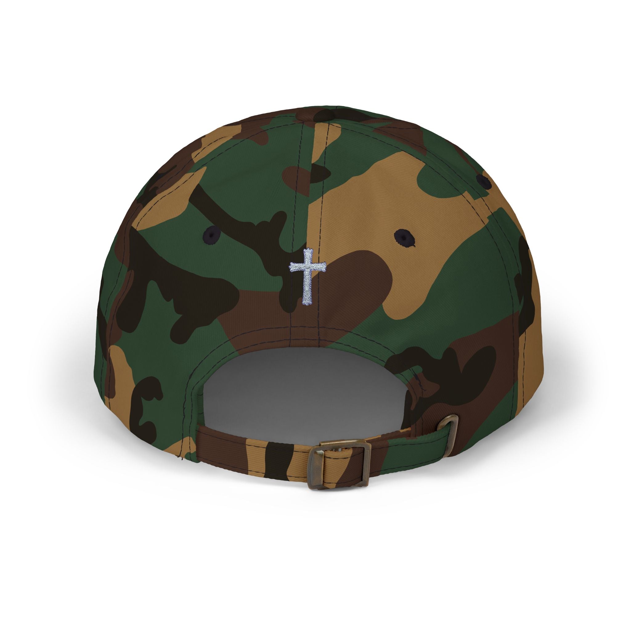 Lion Crest Dad Cap — Small Cross Embroidery, Faith-Inspired Baseball Hat