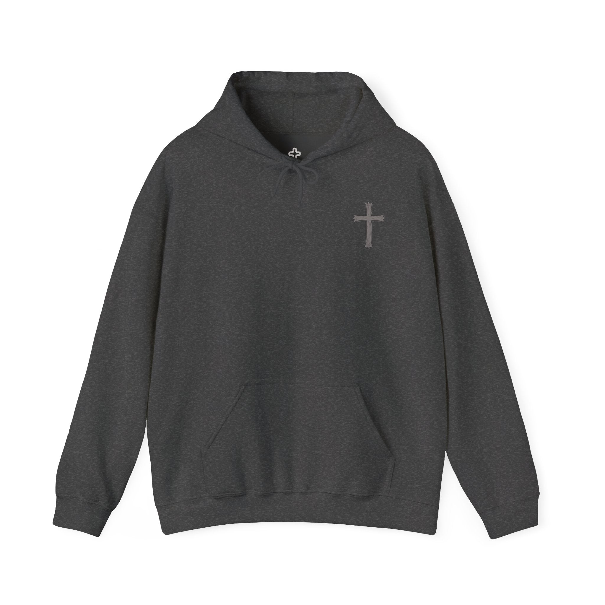 Cross Hoodie with Crown of Thorns — "By His Wounds We Are Healed" Isaiah 53:5 Religious Pullover