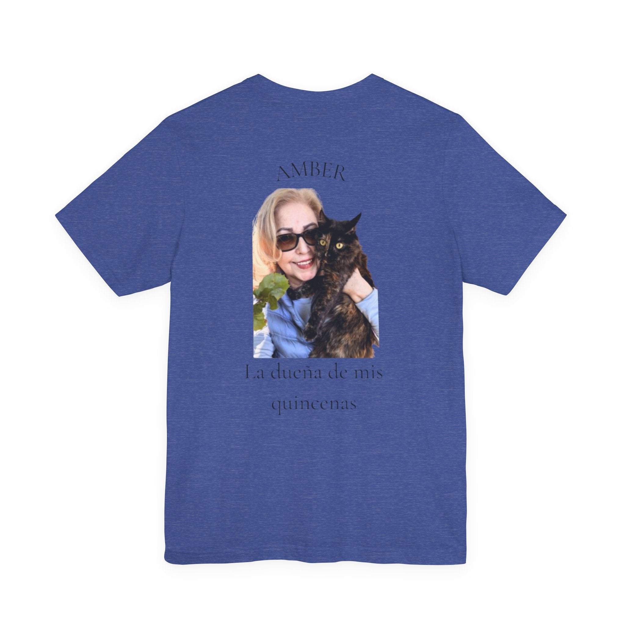 Custom Photo Memorial Tee — Personalized Name ‘Amber’ with Portrait and Floral Accent