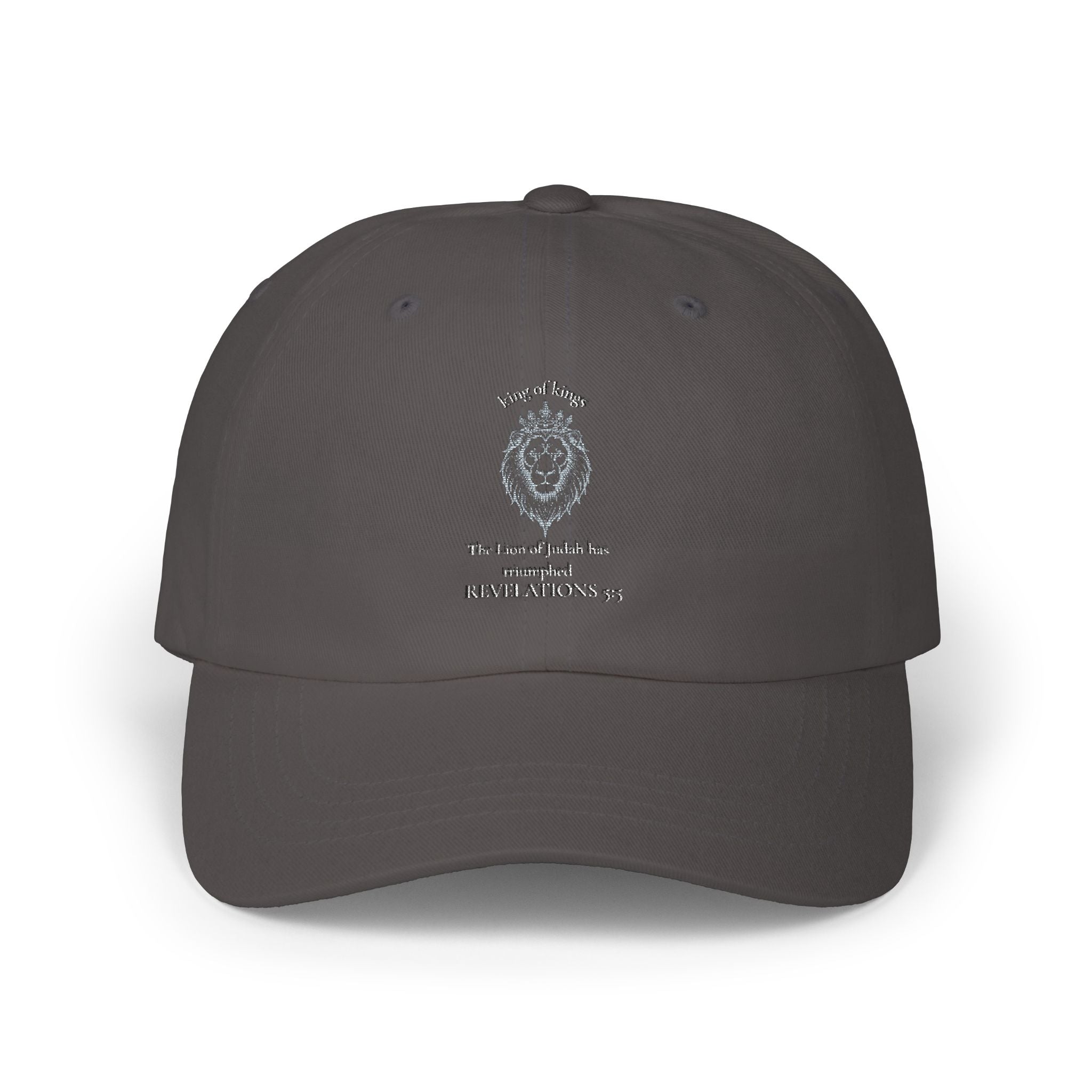 Lion Crest Dad Cap — Small Cross Embroidery, Faith-Inspired Baseball Hat
