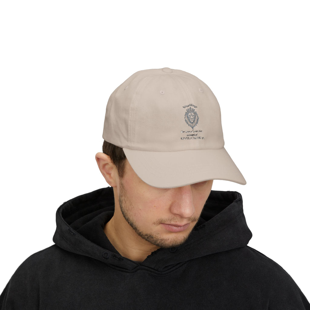 Lion Crest Dad Cap — Small Cross Embroidery, Faith-Inspired Baseball Hat