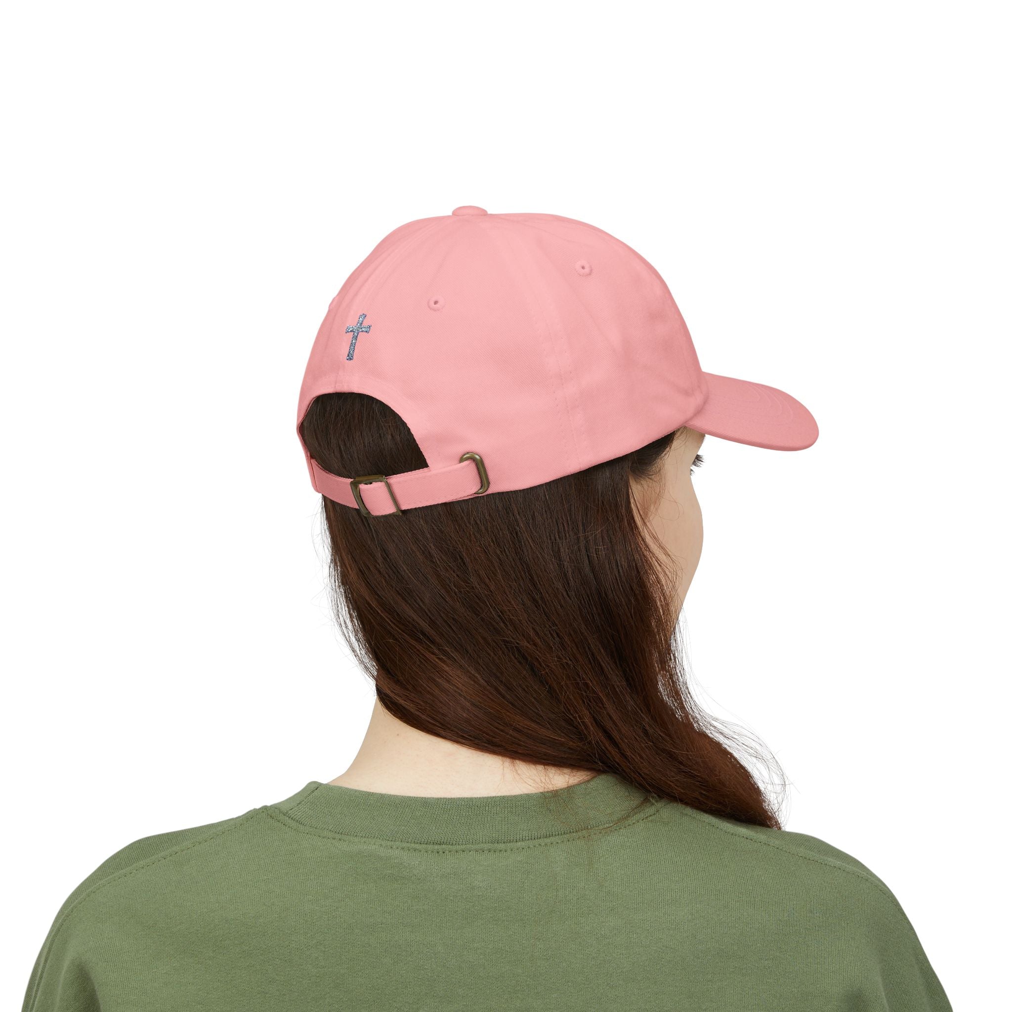Lion Crest Dad Cap — Small Cross Embroidery, Faith-Inspired Baseball Hat