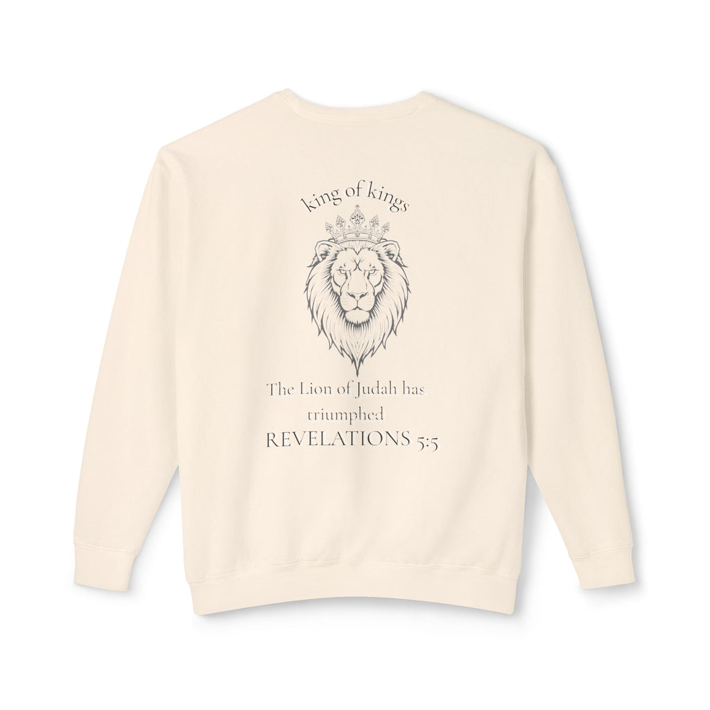 Lion Crewneck Sweatshirt — "King of Kings" Bible Verse Design