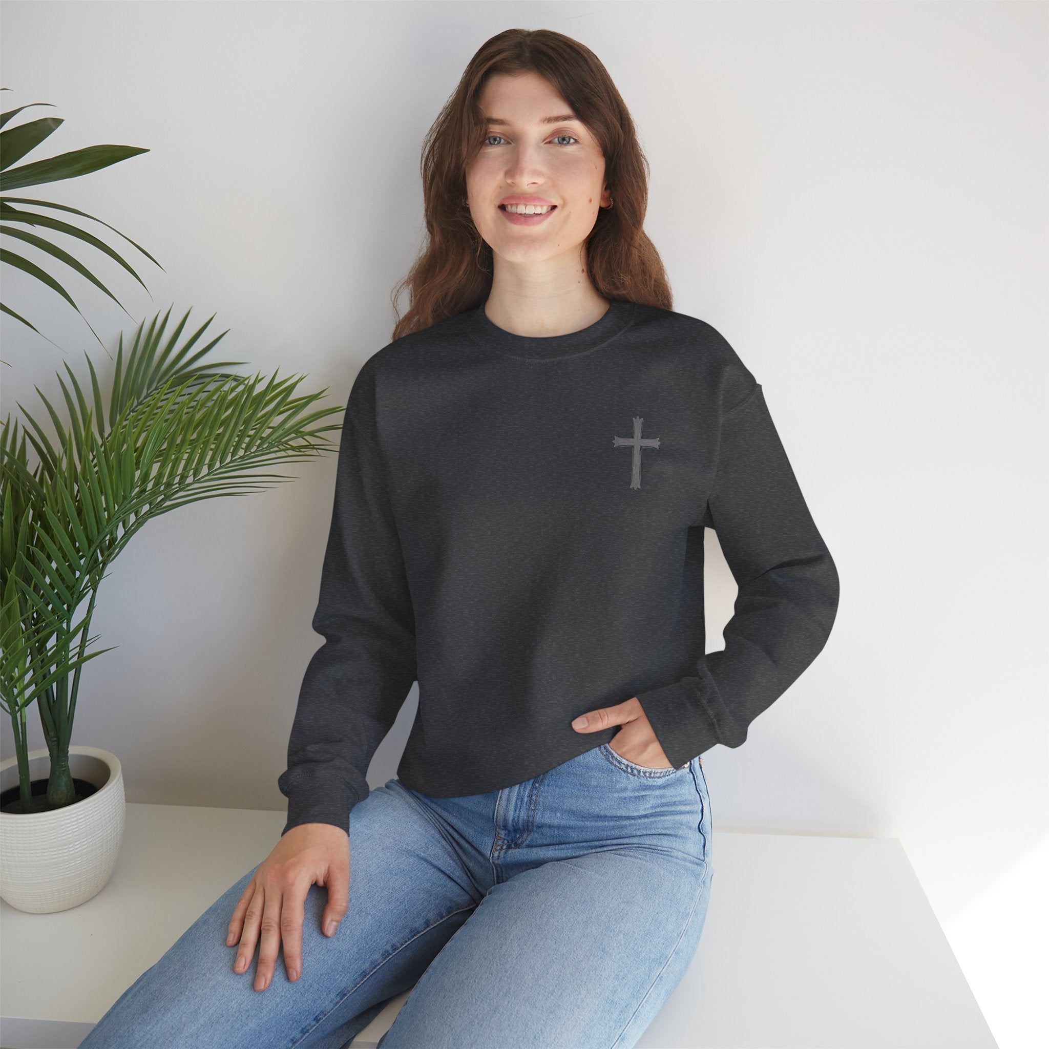 Crown of Thorns Sweatshirt — "By His Wounds We Are Healed" Isaiah 53:5 Crewneck