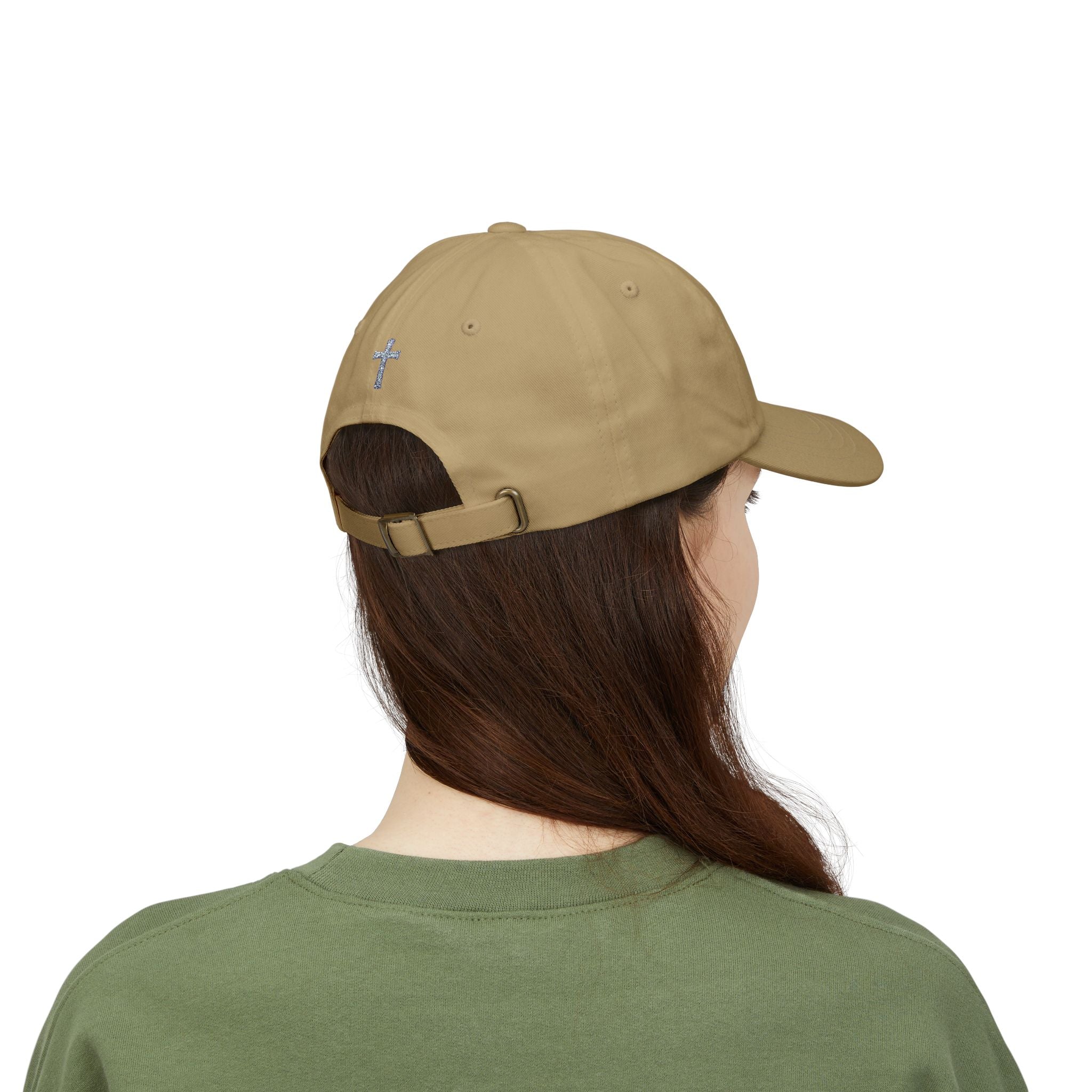 Lion Crest Dad Cap — Small Cross Embroidery, Faith-Inspired Baseball Hat
