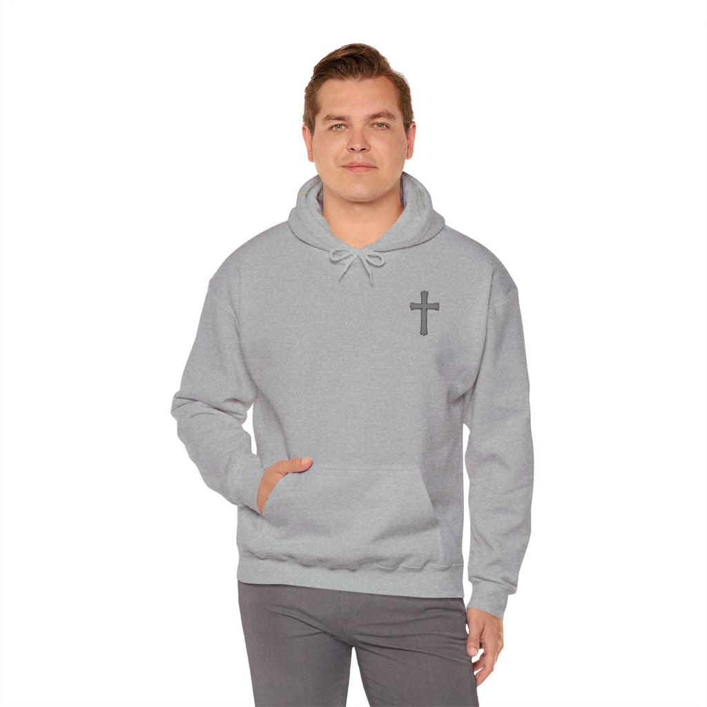 Cross Hoodie with Crown of Thorns — "By His Wounds We Are Healed" Isaiah 53:5 Religious Pullover