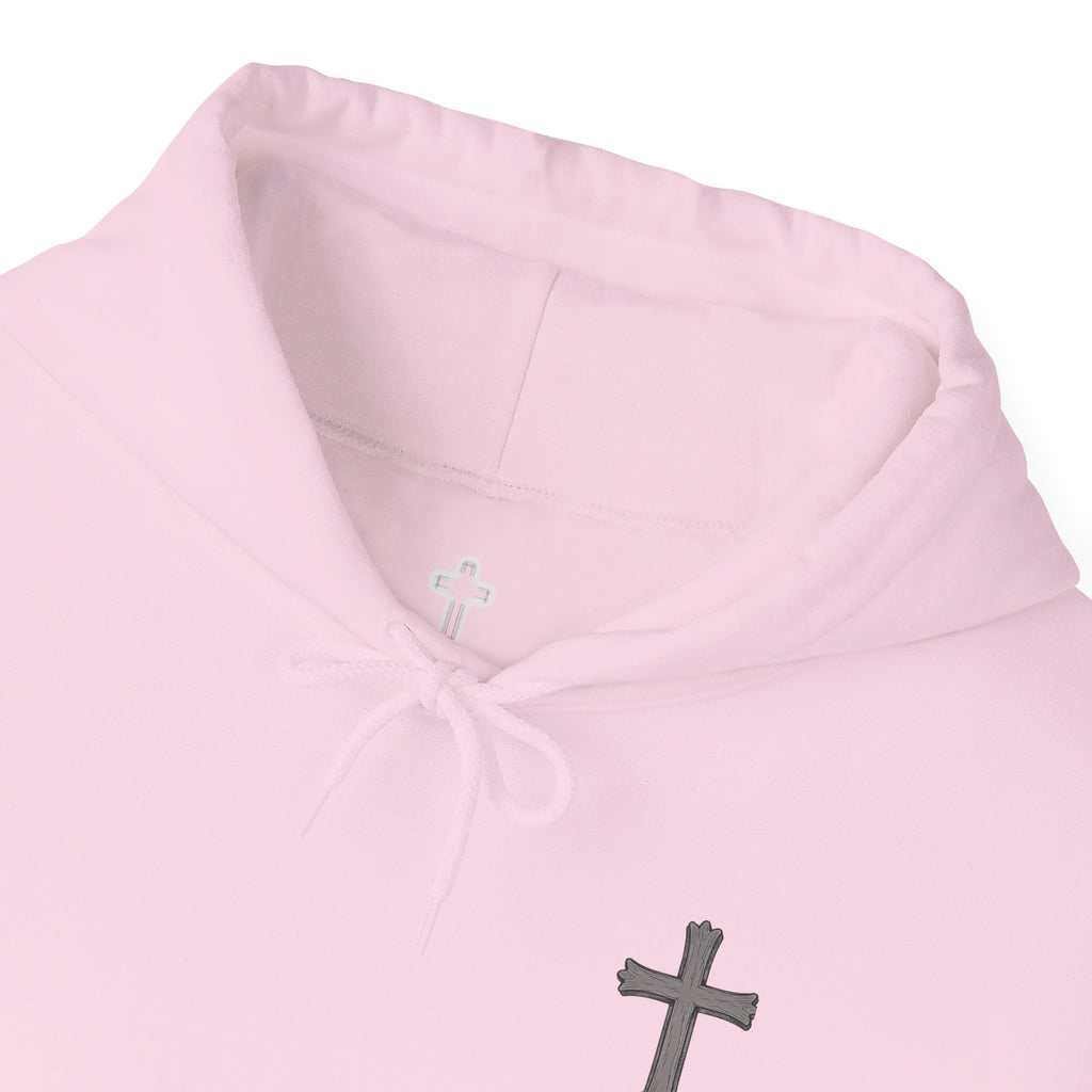Cross Hoodie with Crown of Thorns — "By His Wounds We Are Healed" Isaiah 53:5 Religious Pullover