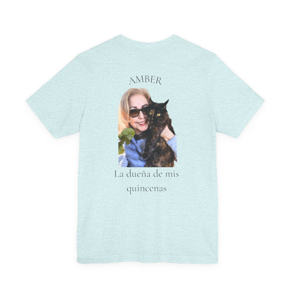 Custom Photo Memorial Tee — Personalized Name ‘Amber’ with Portrait and Floral Accent