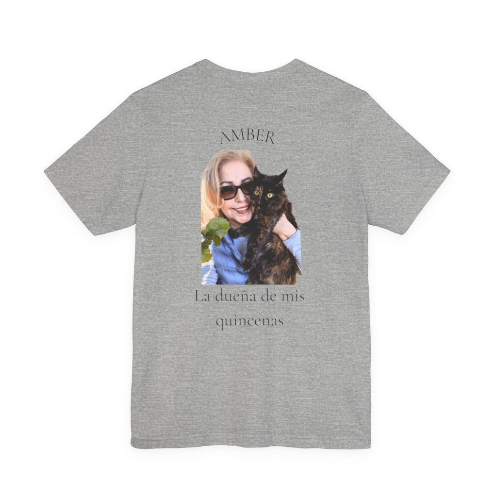 Custom Photo Memorial Tee — Personalized Name ‘Amber’ with Portrait and Floral Accent
